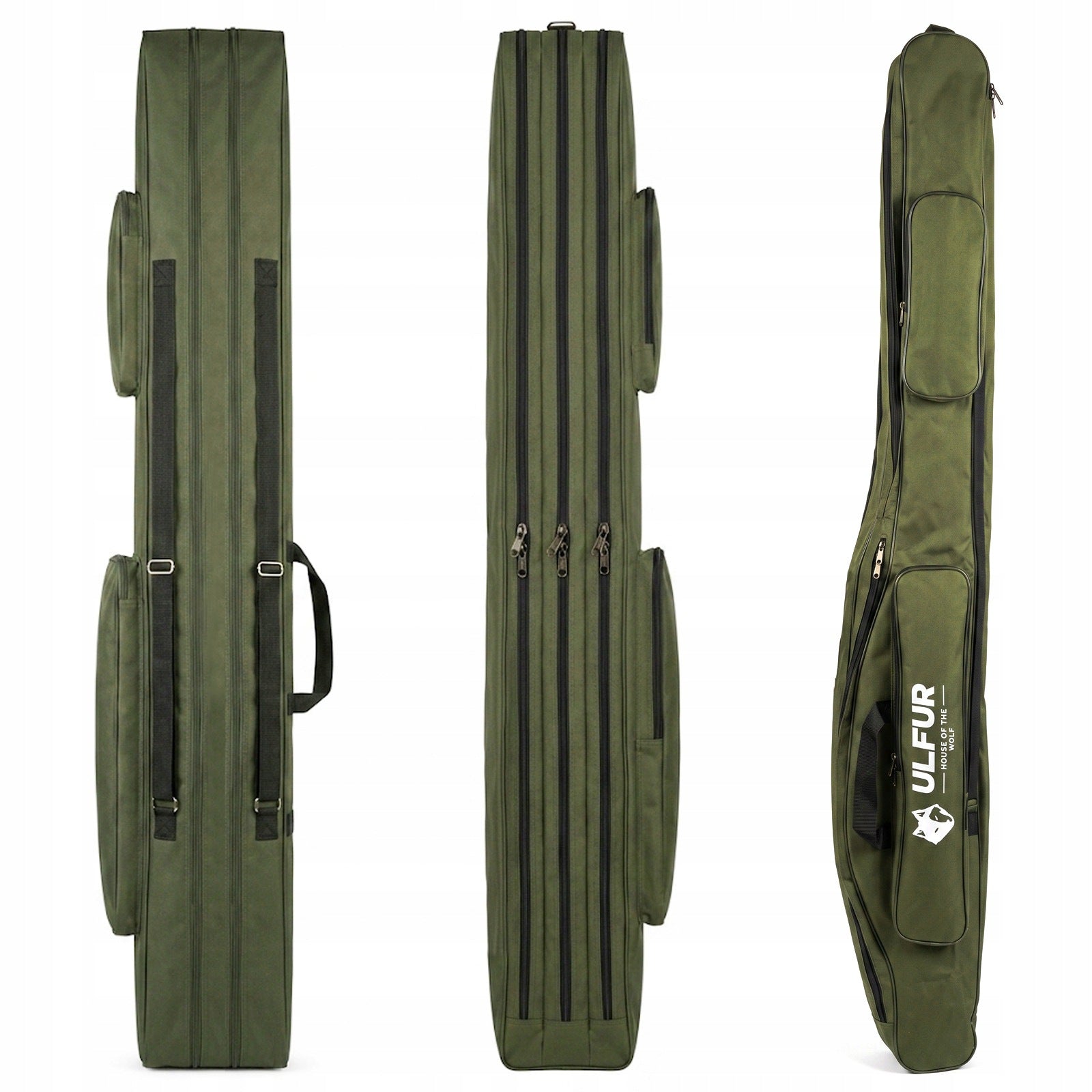 Fishing Rod Cover 140cm 3 Compartments Pockets for Fisherman Waterproof Ulfur