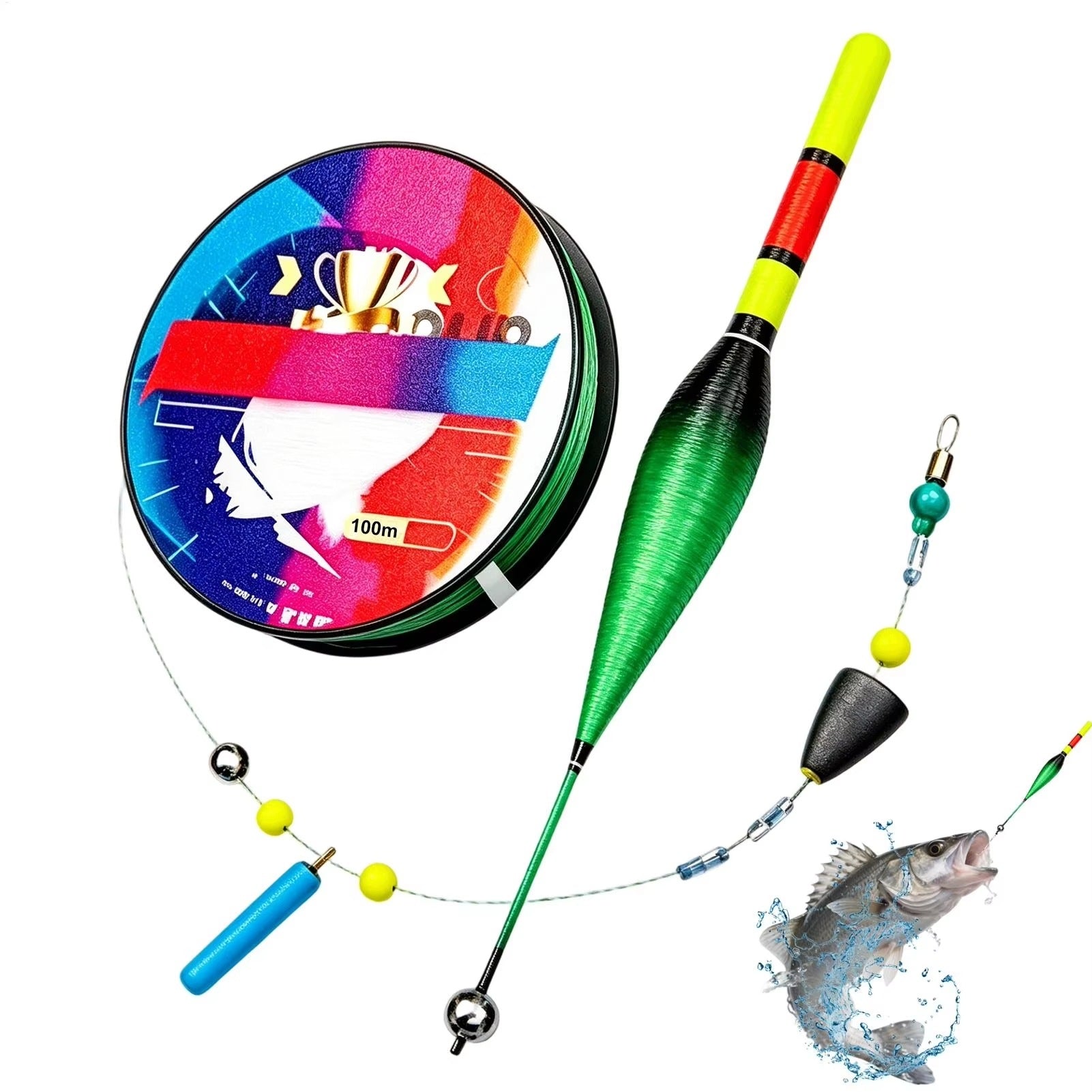 Fishing Set Fishing Line 100m Float SHOWS BITE LED 5g SELF-PRIMING