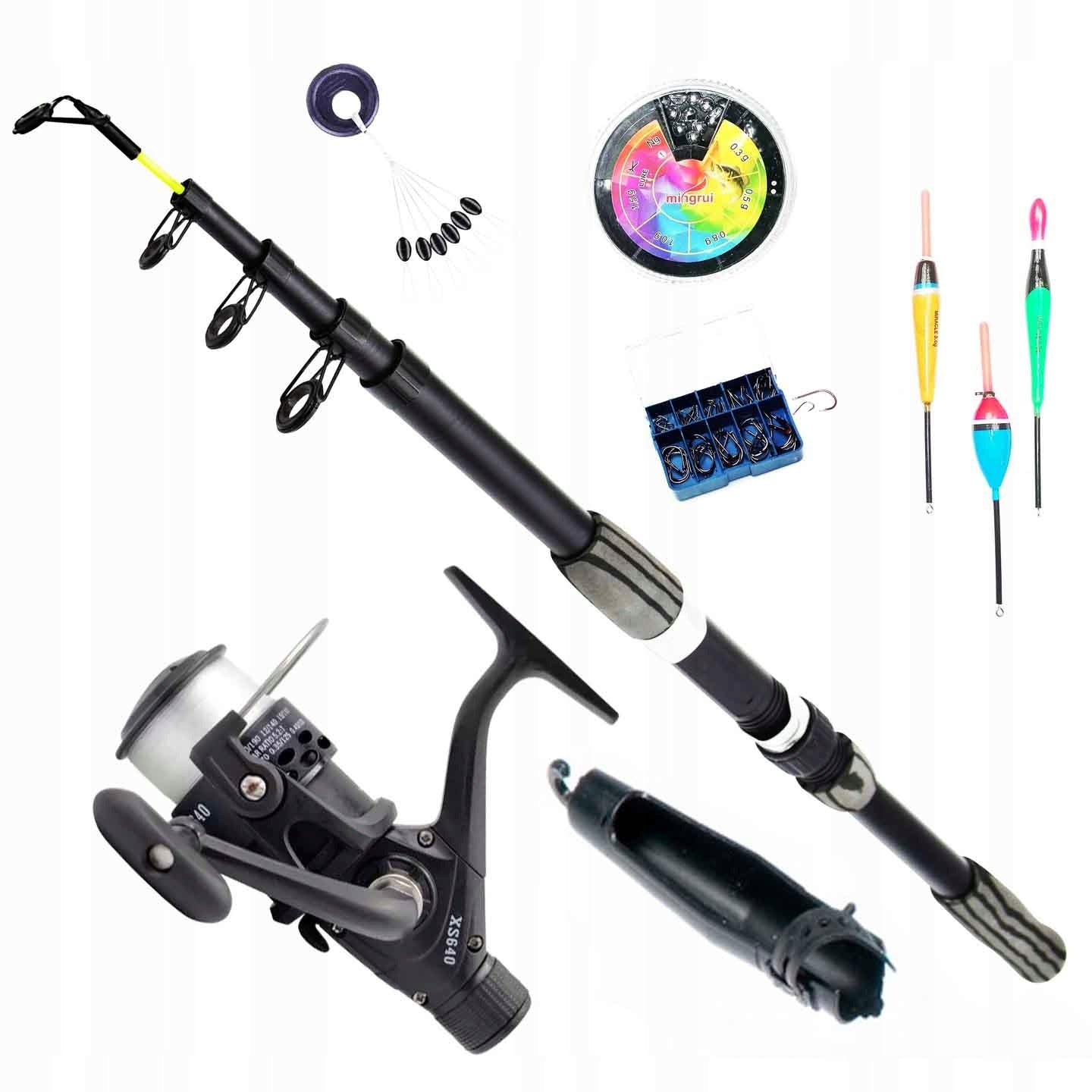 Fishing Set TELESCOPIC Float TRAVEL 210 cm and reel with fishing line