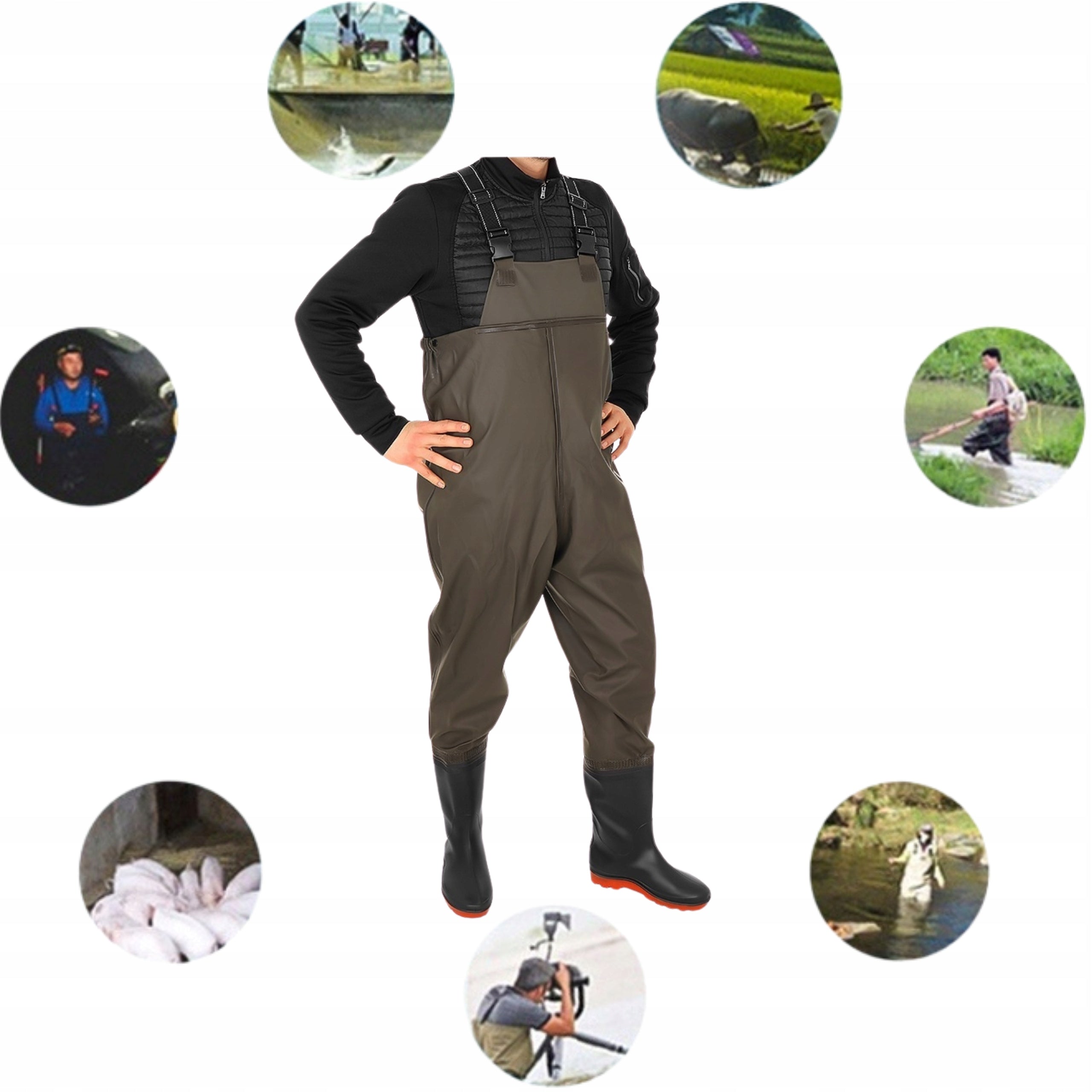 Fishing Wodery 46 Bottoms Rubber Pants Fishing Harness Fishing Color gray