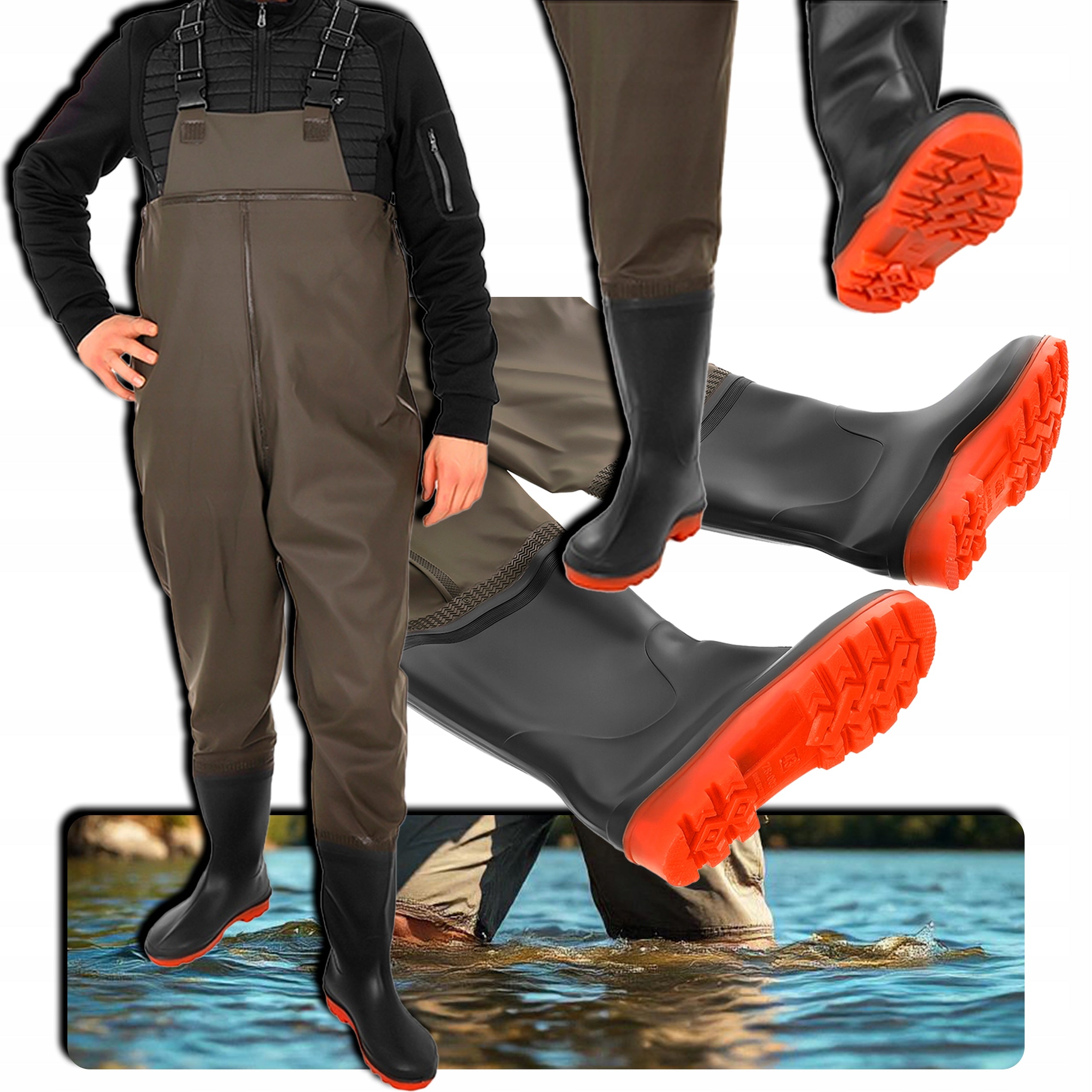Fishing Wodery 46 Bottoms Rubber Pants Fishing Harness Fishing