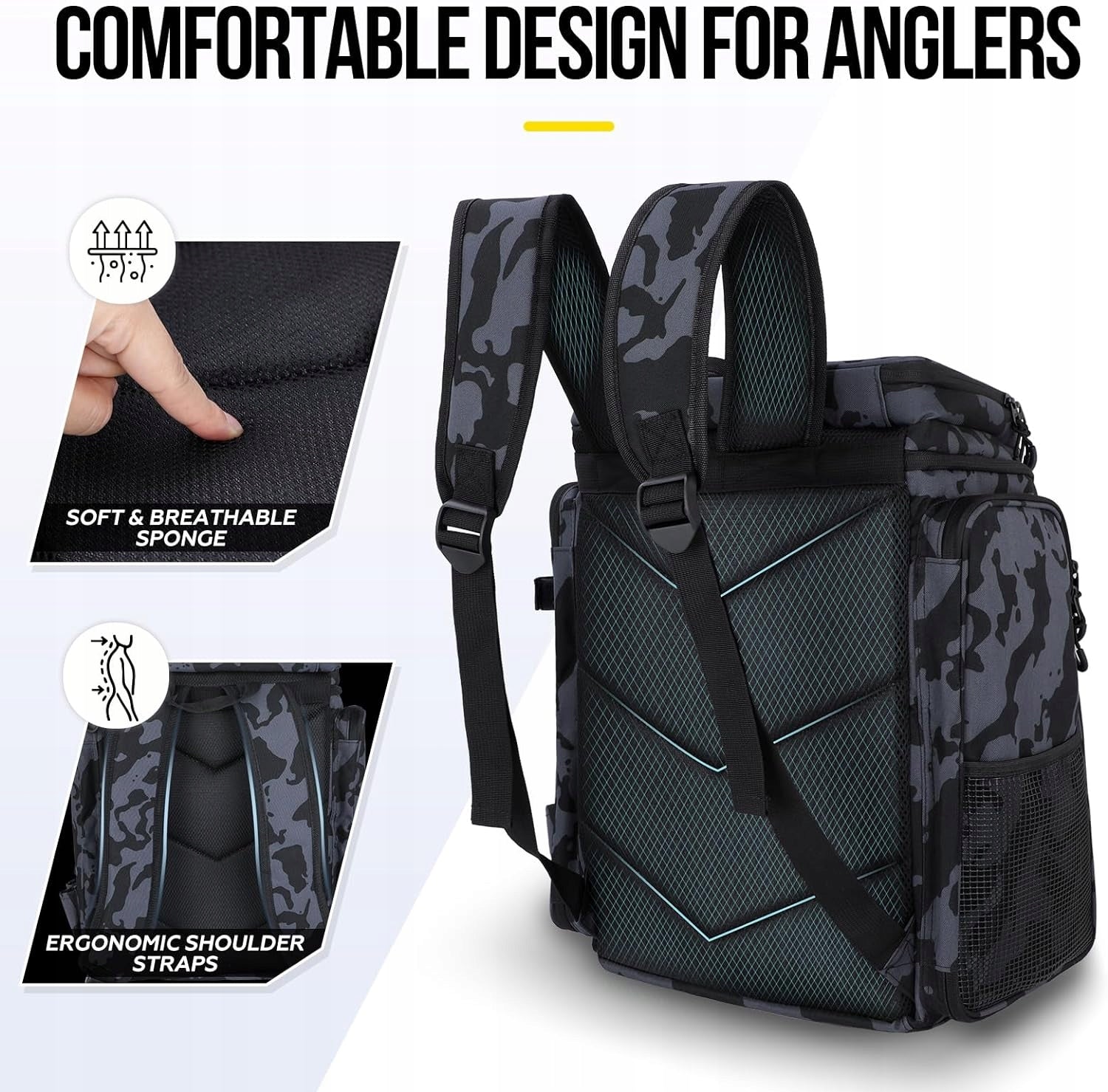 Fishing backpack with rod holders, 42L large waterproof bag for Brand no brand