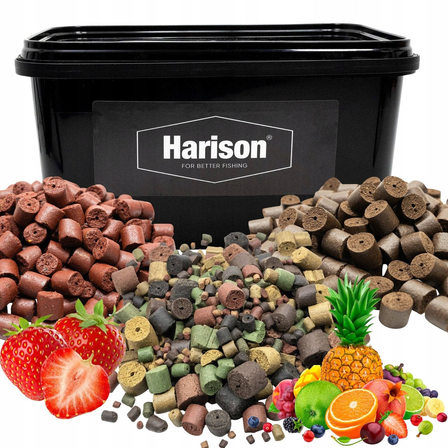 Fishing bait pellets MIX+TIGER NUTS+STRAWBERRY + Bucket!