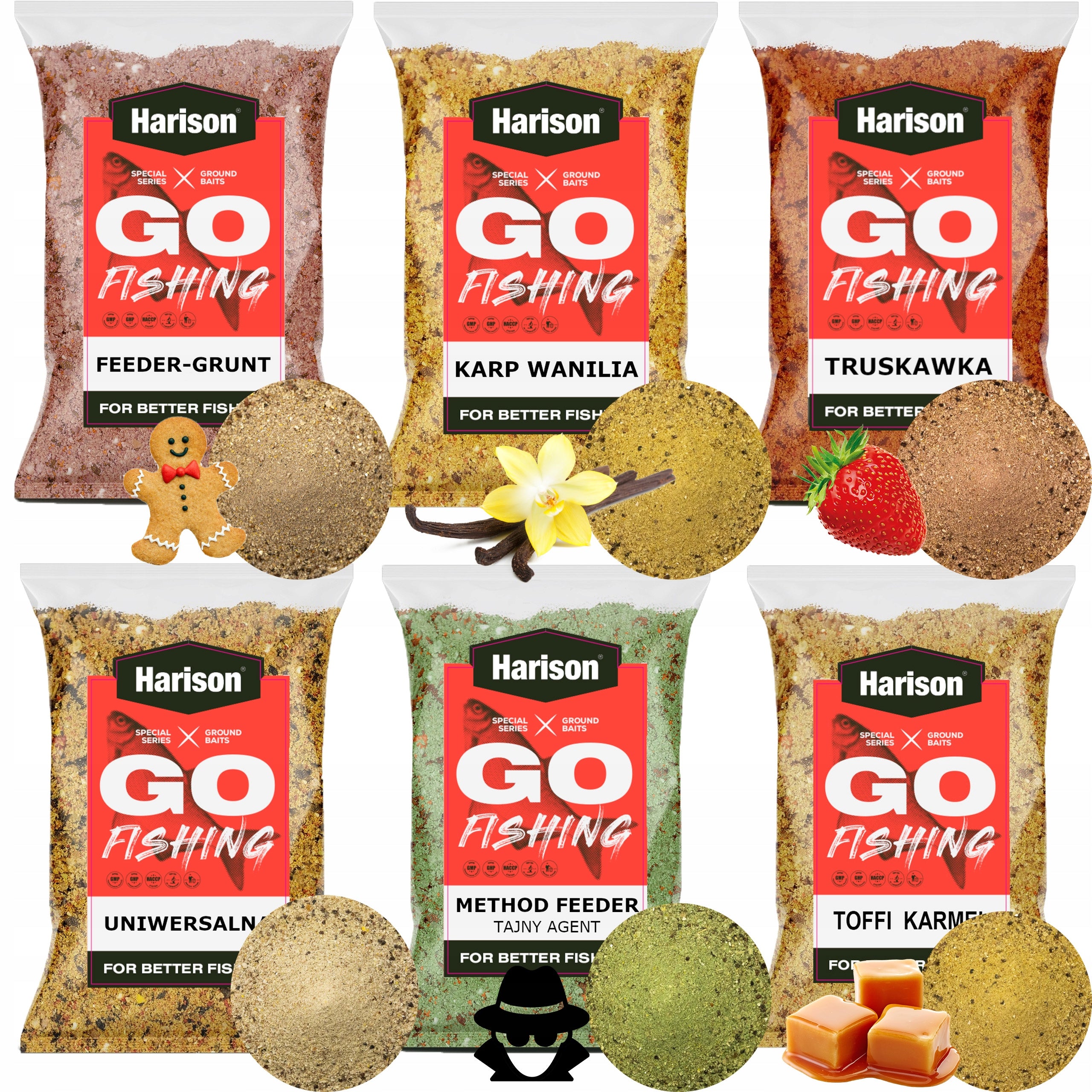 Fishing bait set 18kg mix of flavors Harison carp amur bream feeder