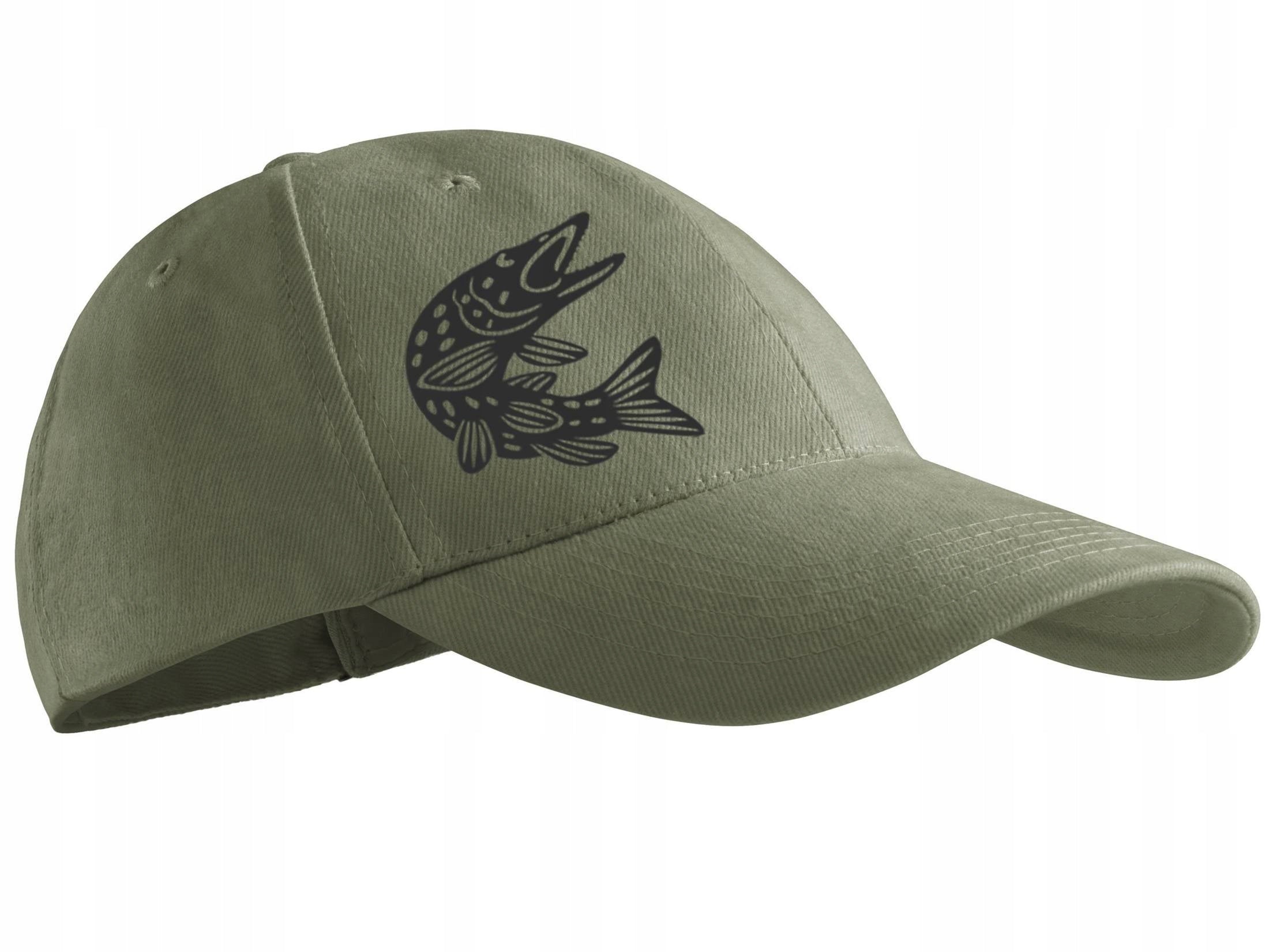 Fishing baseball cap adjustable for summer khaki color print PIKE
