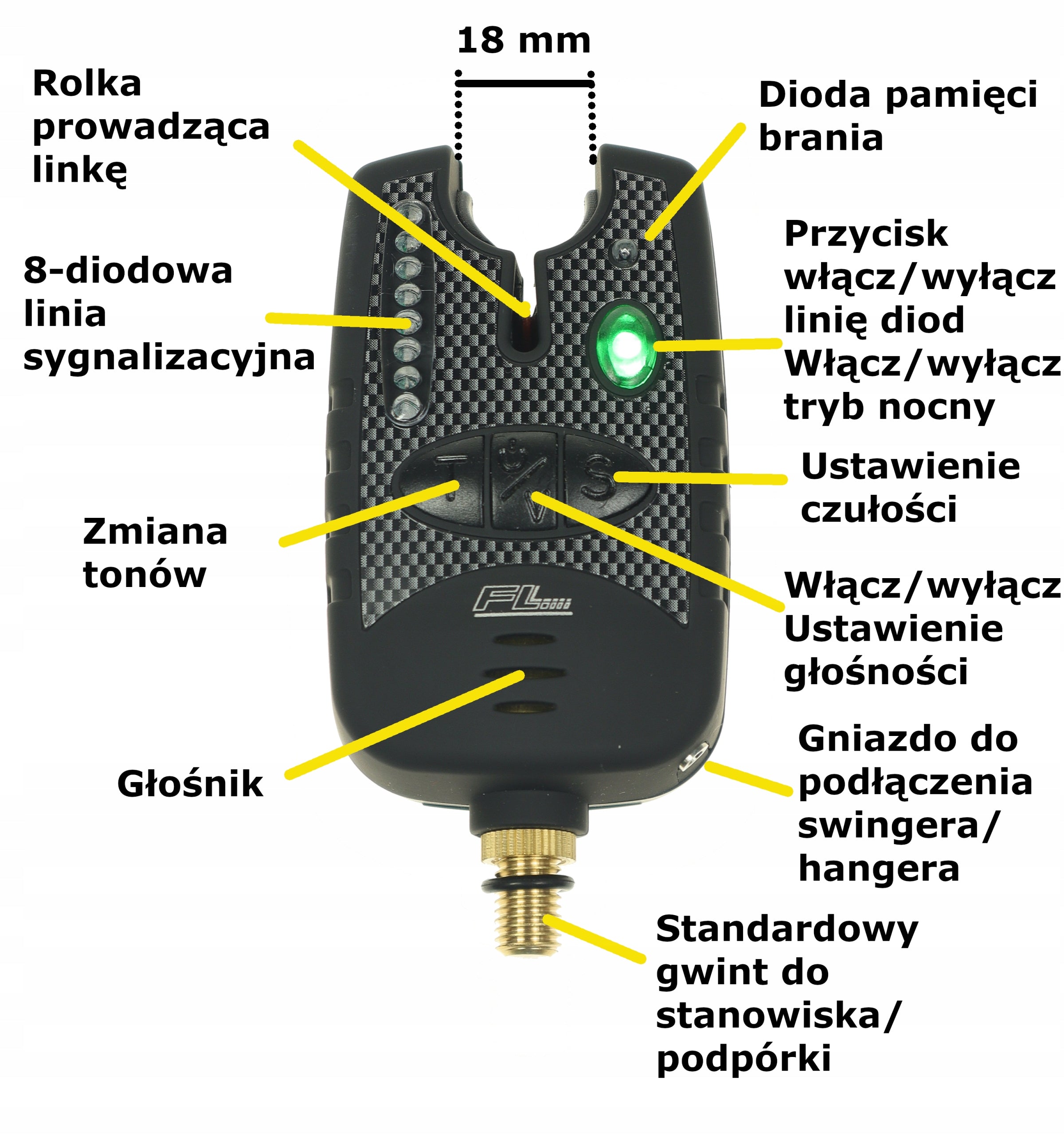 Fishing bite alarm electronic line of diodes FL ground carp Manufacturer code 658965