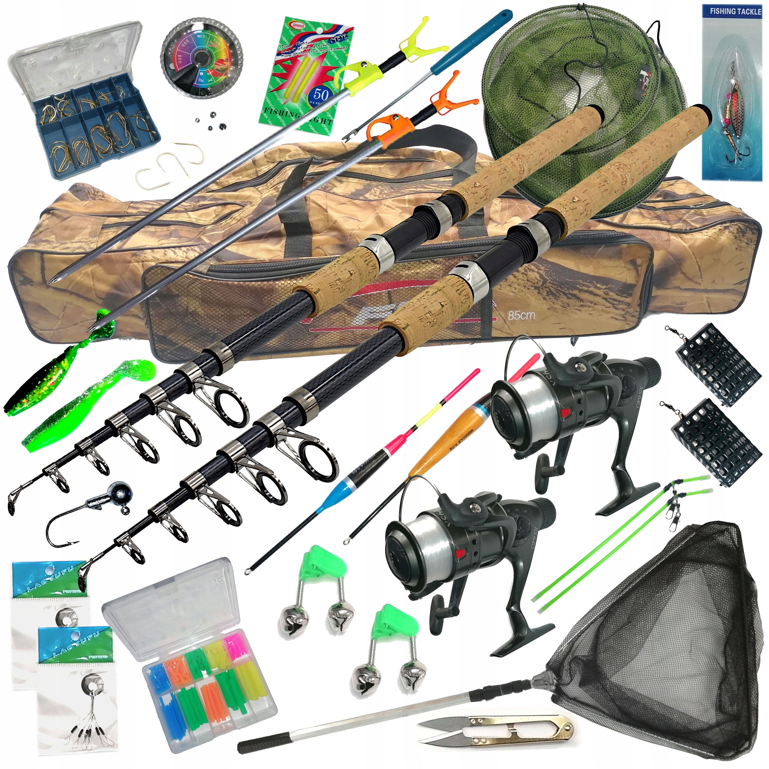Fishing set FOR GIFT 2x fishing rod 2x wheels pokr