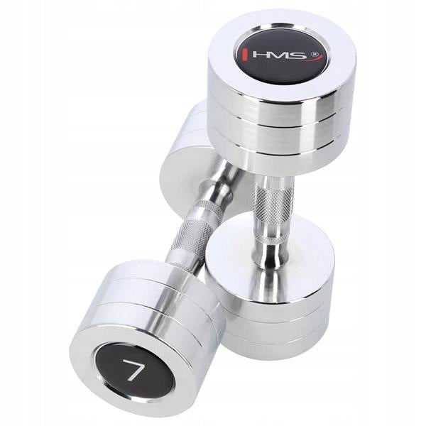 Fitness Weights 2x7kg Set Dumbbells Chrome Color silver
