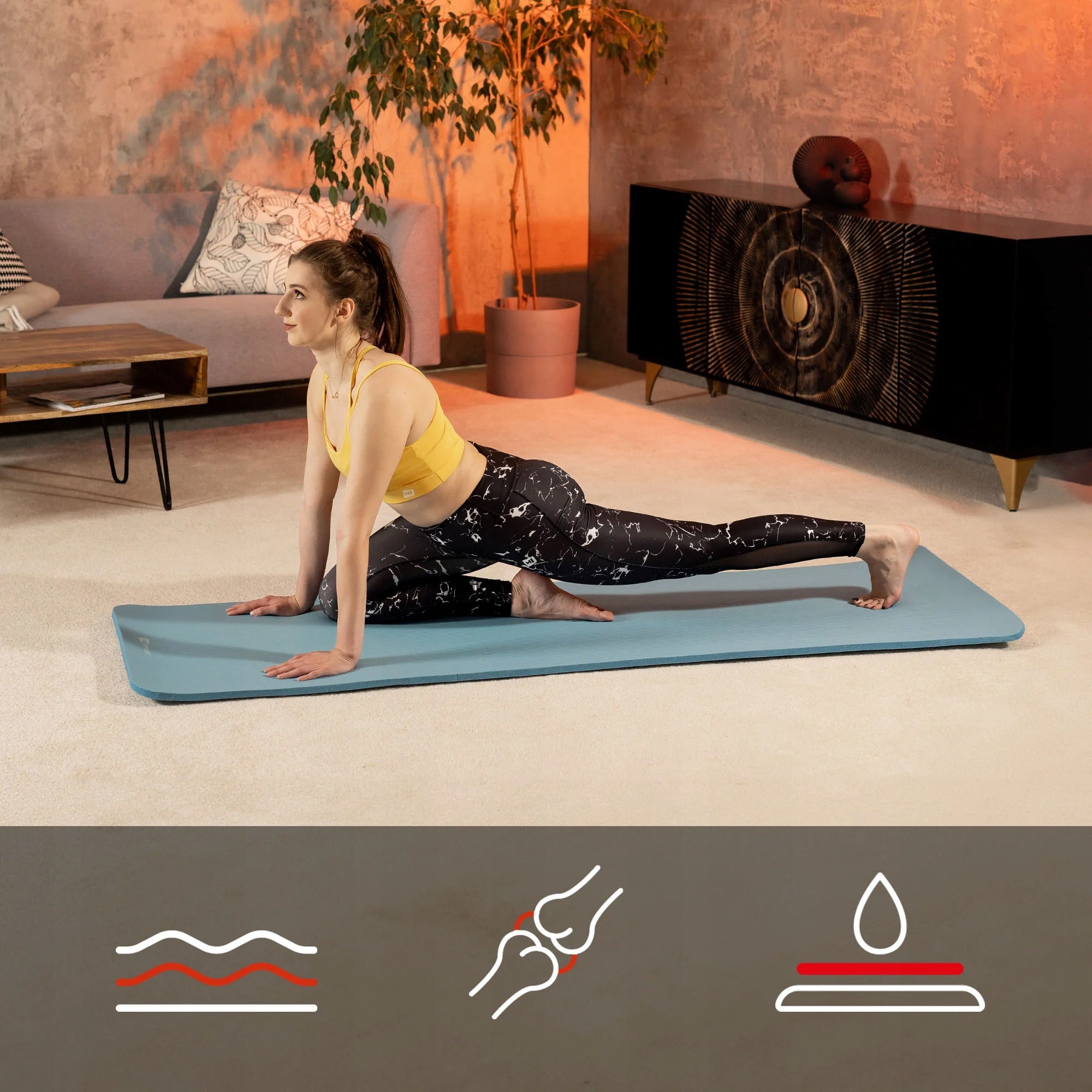 Fitness mat non-slip thick NBR 2cm 190x60cm exercise mat Brand Hop-Sport