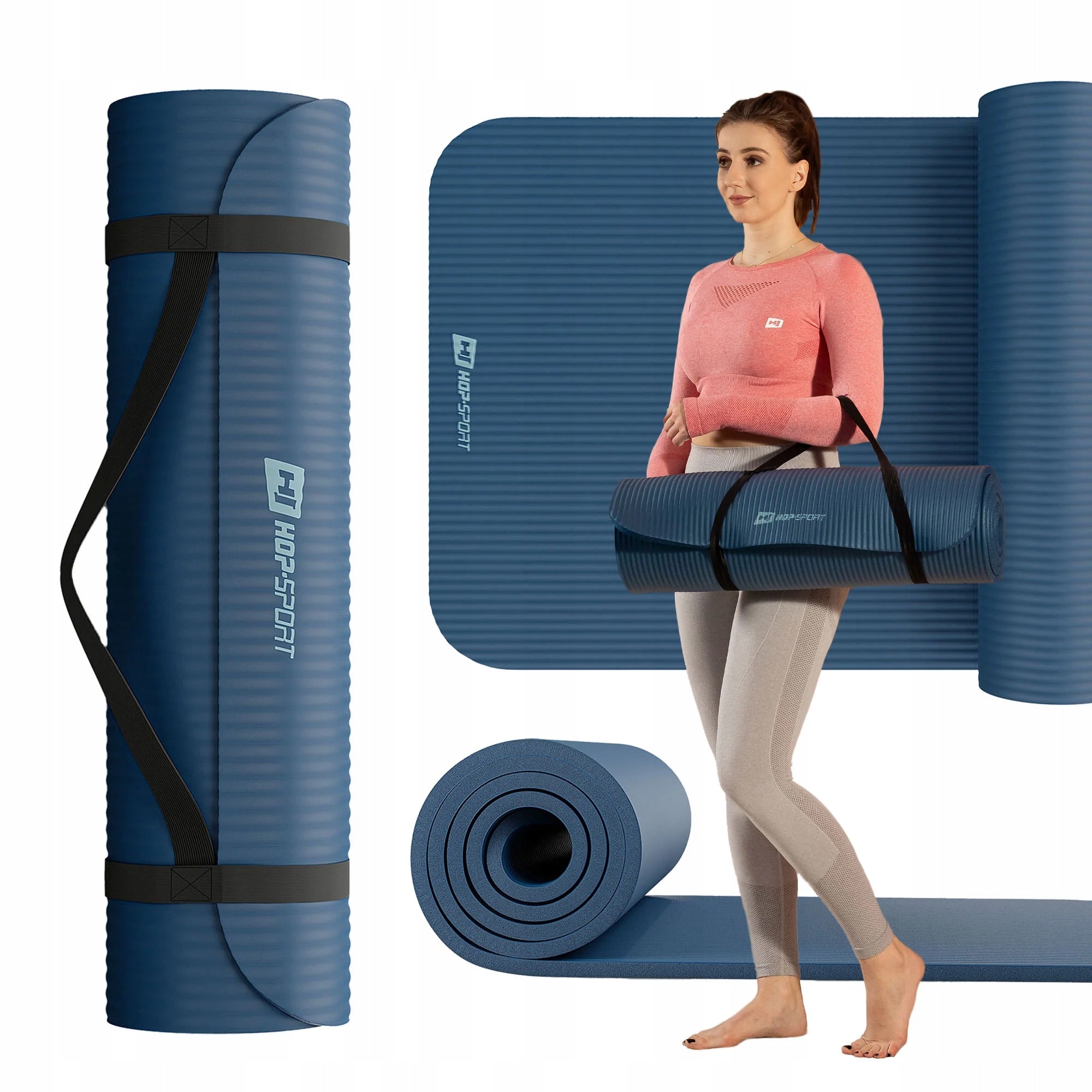 Fitness mat thick non-slip for exercise NBR 1cm 190x60cm mat