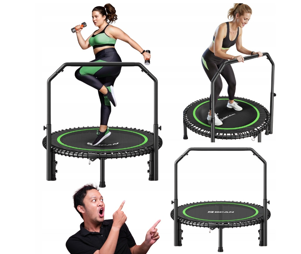 Fitness trampoline BCAN 102 cm foldable with handle lifting capacity up to 204 kg