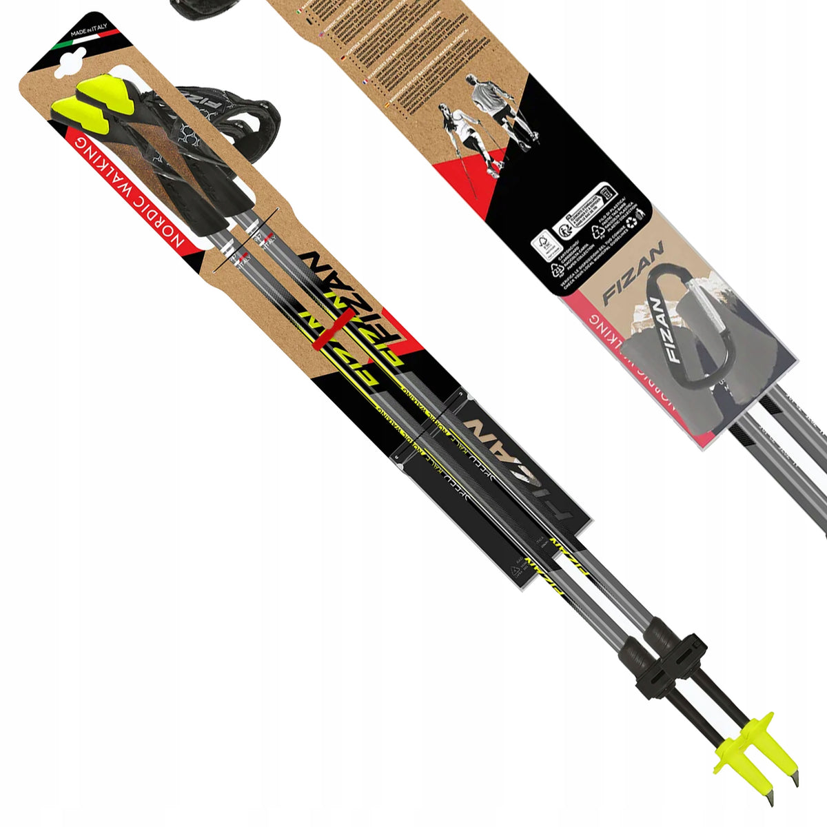 Fizan SPEED RACE poles 73-125 cm yellow Adjustable length 73–125 cm