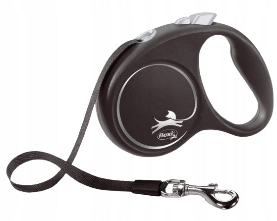 Flexi Black Design Automatic Dog Lanyard Tape S Black 5 meters