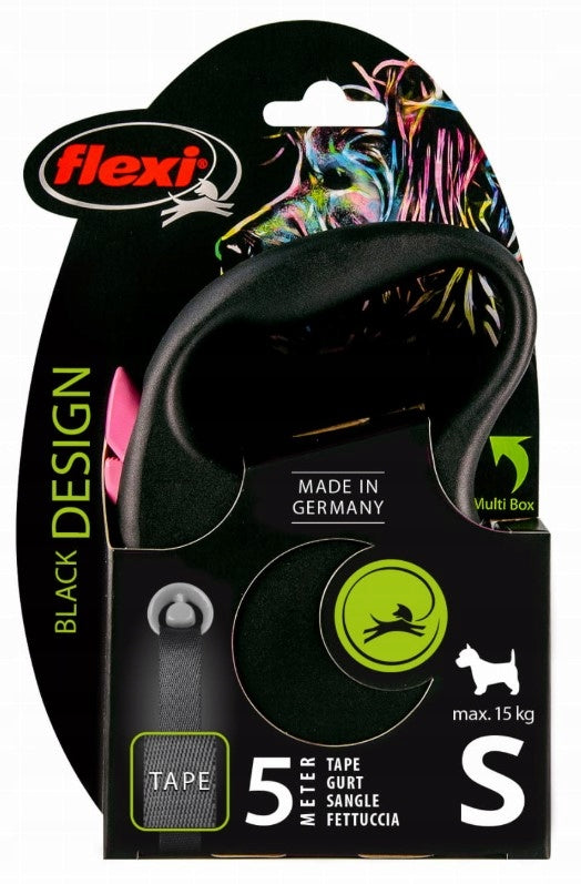 Flexi Black Design Automatic Dog Lanyard Tape S Pink 5 Meters Brand Flexi