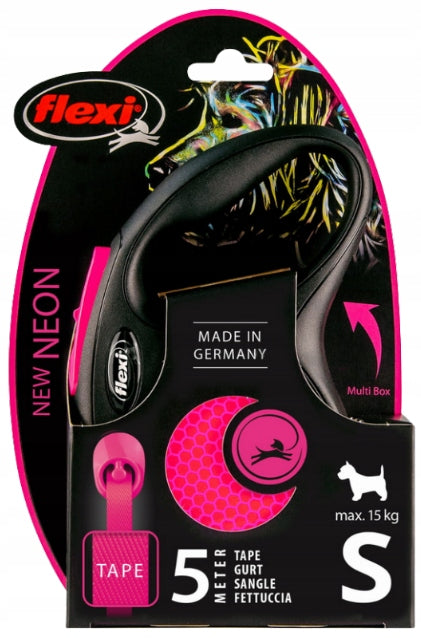 Flexi New Neon Automatic Dog Lanyard Tape S Pink 5 m Manufacturer code FL-2022