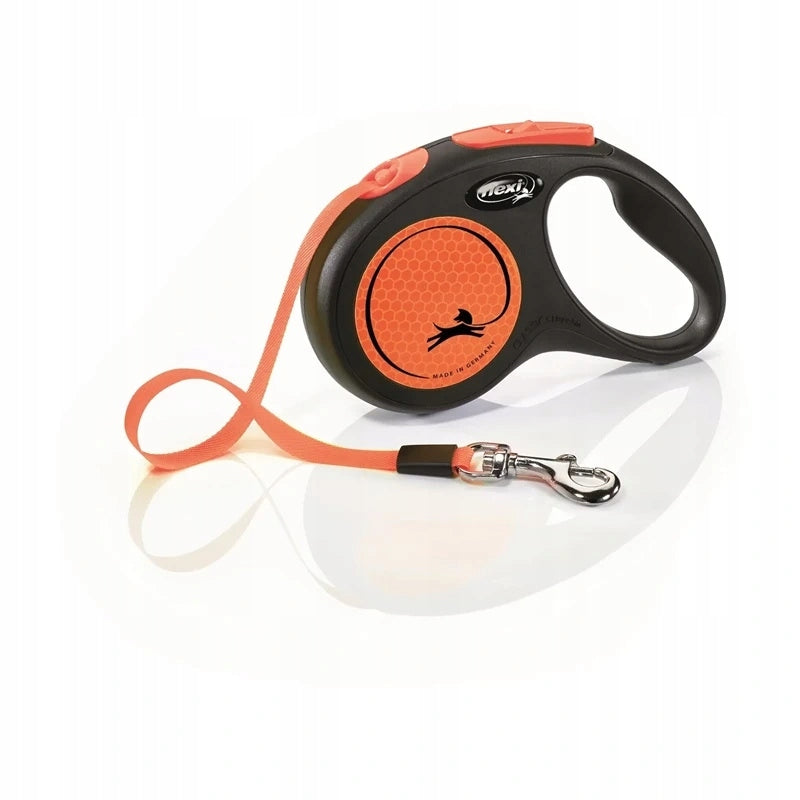 Flexi New Neon Automatic Dog Leash Black/Neon Orange S