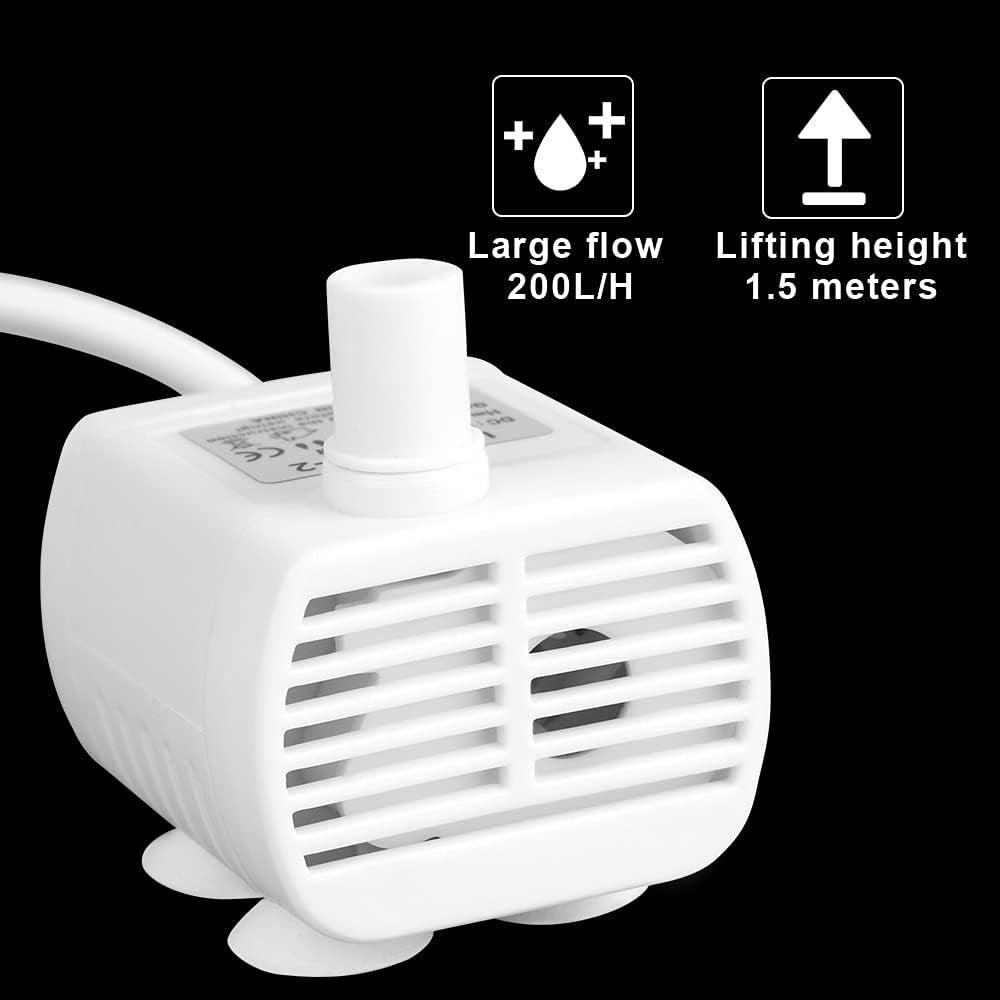 Flintronic Submersible Water Pump Ultra Quiet 3 W, 200 l/h, USB For Aquarium Power 1 W