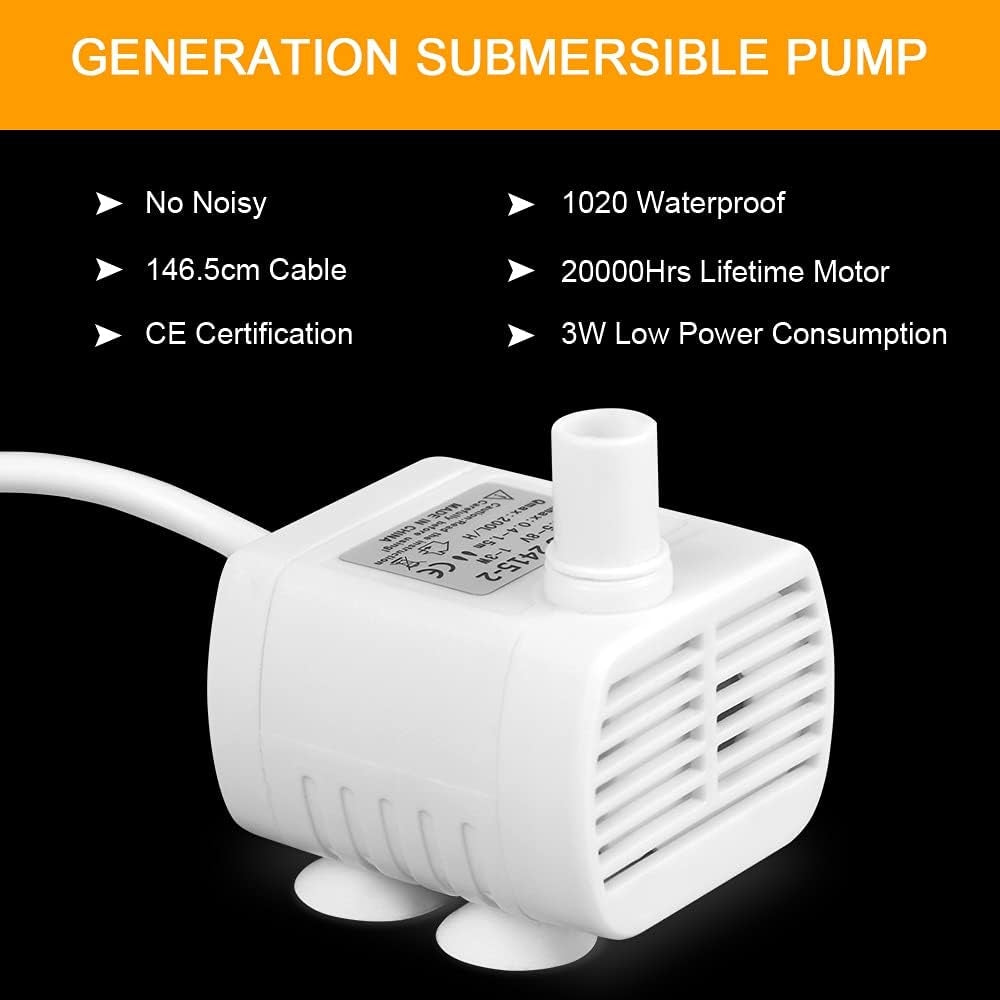 Flintronic Submersible Water Pump Ultra Quiet 3 W, 200 l/h, USB For Aquarium Product weight with unit packaging 0.24 kg