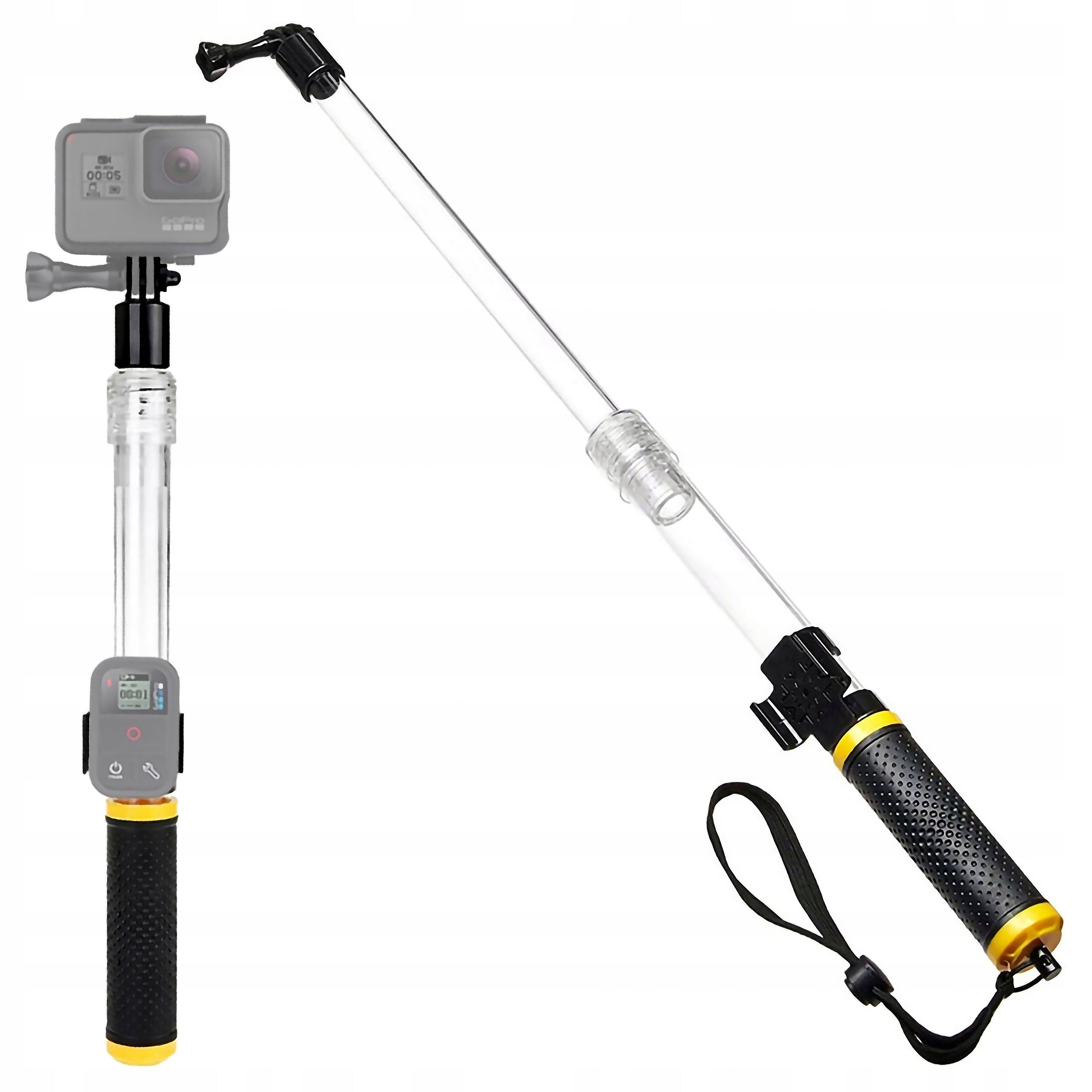 Floating monopod transparent for GoPro SJCAM Yi sports cameras