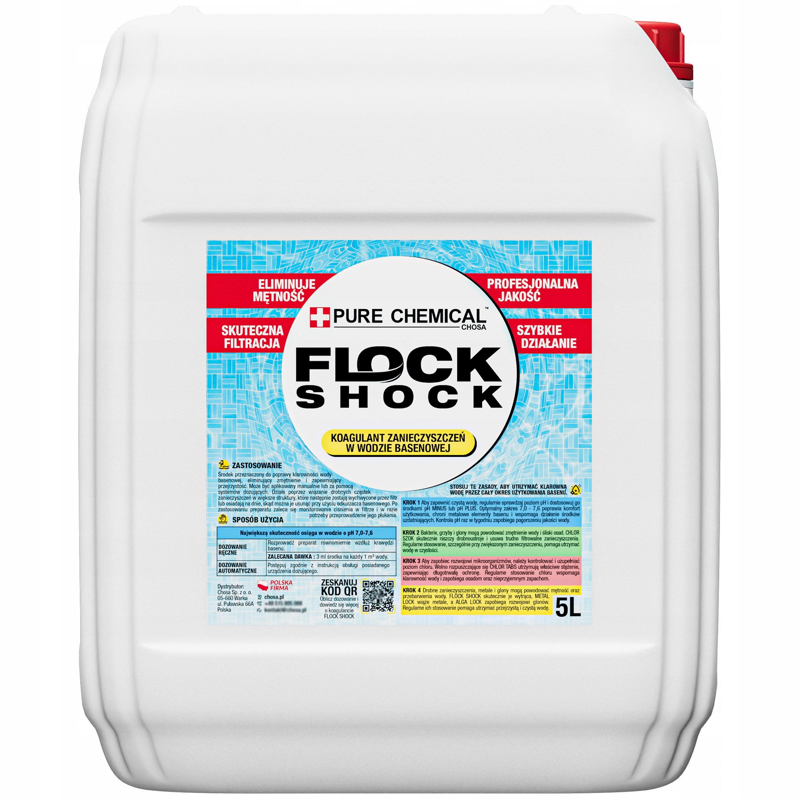 Flock Shock liquid coagulant for swimming pool crystalline water Pure Chemical 5L