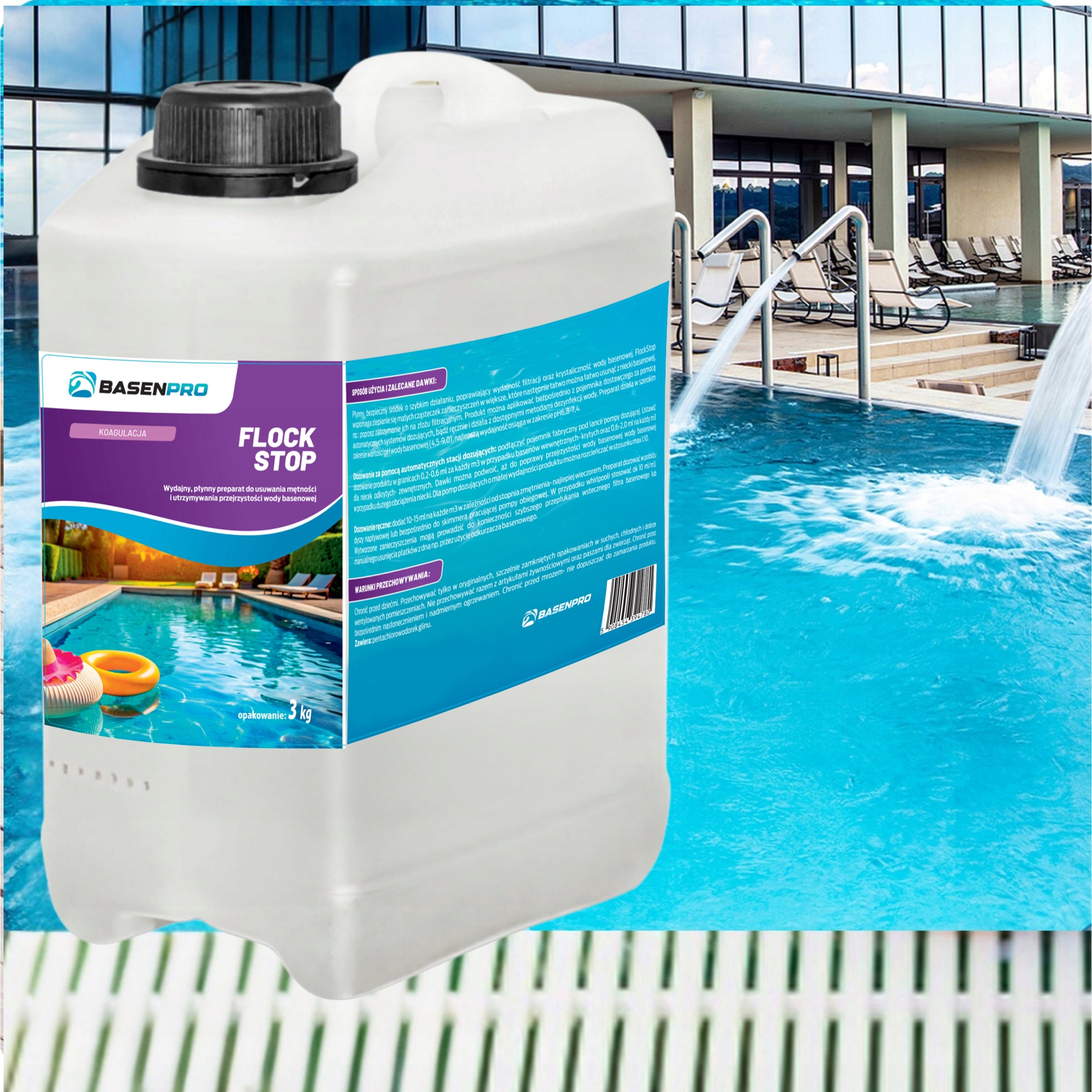 Flock Stop Liquid REMOVES CLOUDY Water in Pool Coagulant for Pool 3 KG Packaging status original