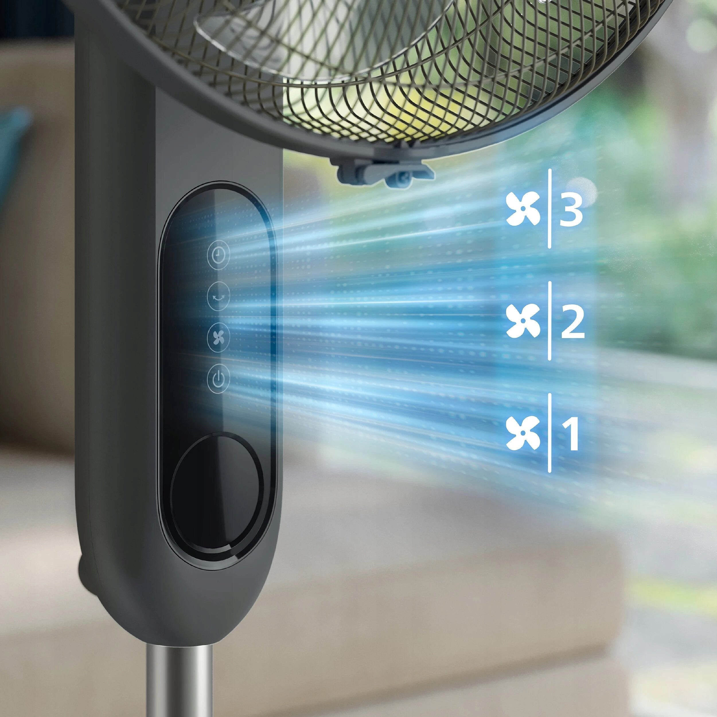 Floor Fan Philips CX1520/01 47W 43dB Timer Remote Control black Fan type floor