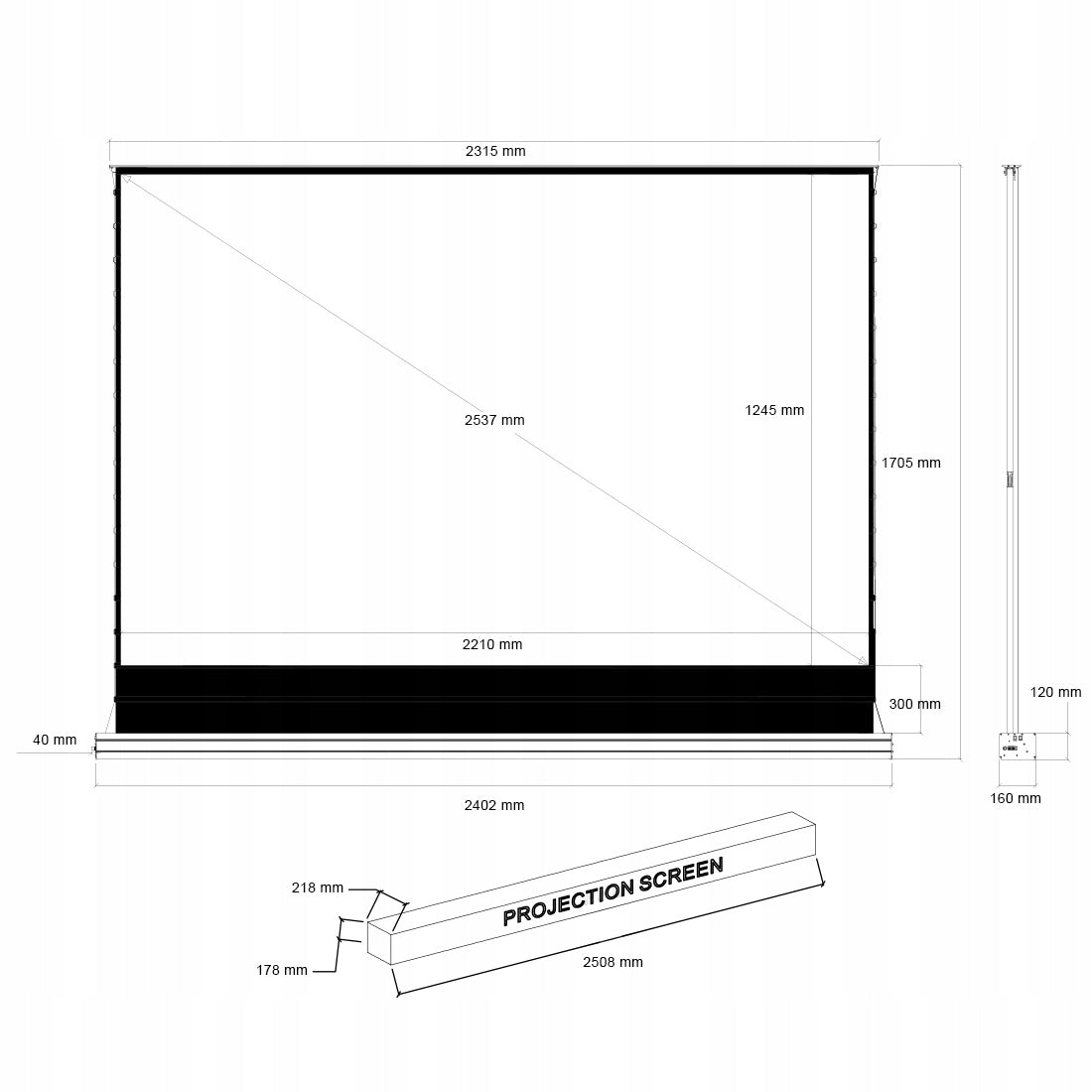 Floor Projector Screen 100 inch 16:9 4K HD Projection ELECTRIC Manufacturer code PRS-GE01-100PG-169