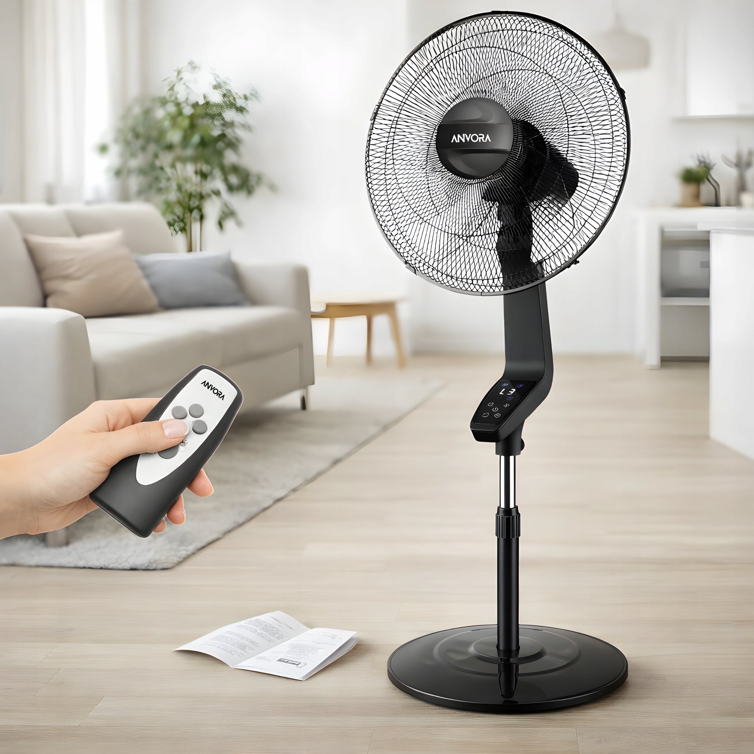 Floor Standing Fan with Remote Control Powerful Quiet Room Windmill 50W Brand Loftek