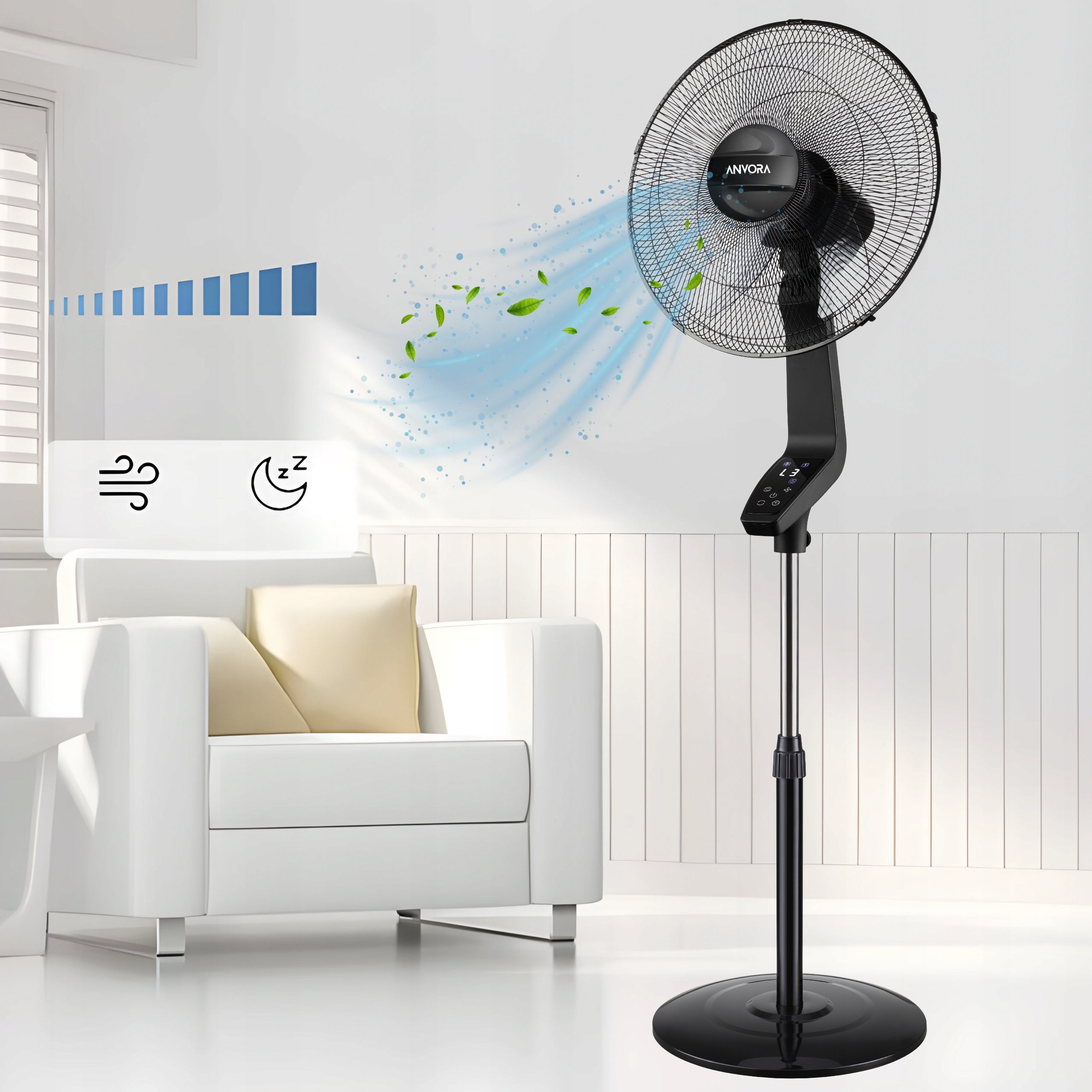 Floor Standing Fan with Remote Control Powerful Quiet Room Windmill 50W Fan type floor