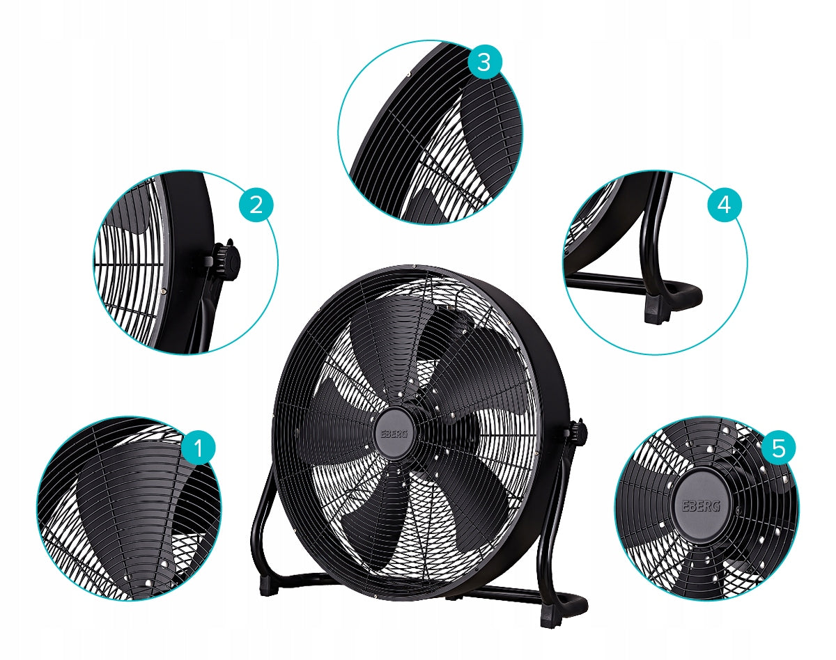 Floor fan EBERG HRB fan circulator 45cm large powerful 130W XXL Manufacturer code Wentylator przemysłowy osiowy HRB45 130W