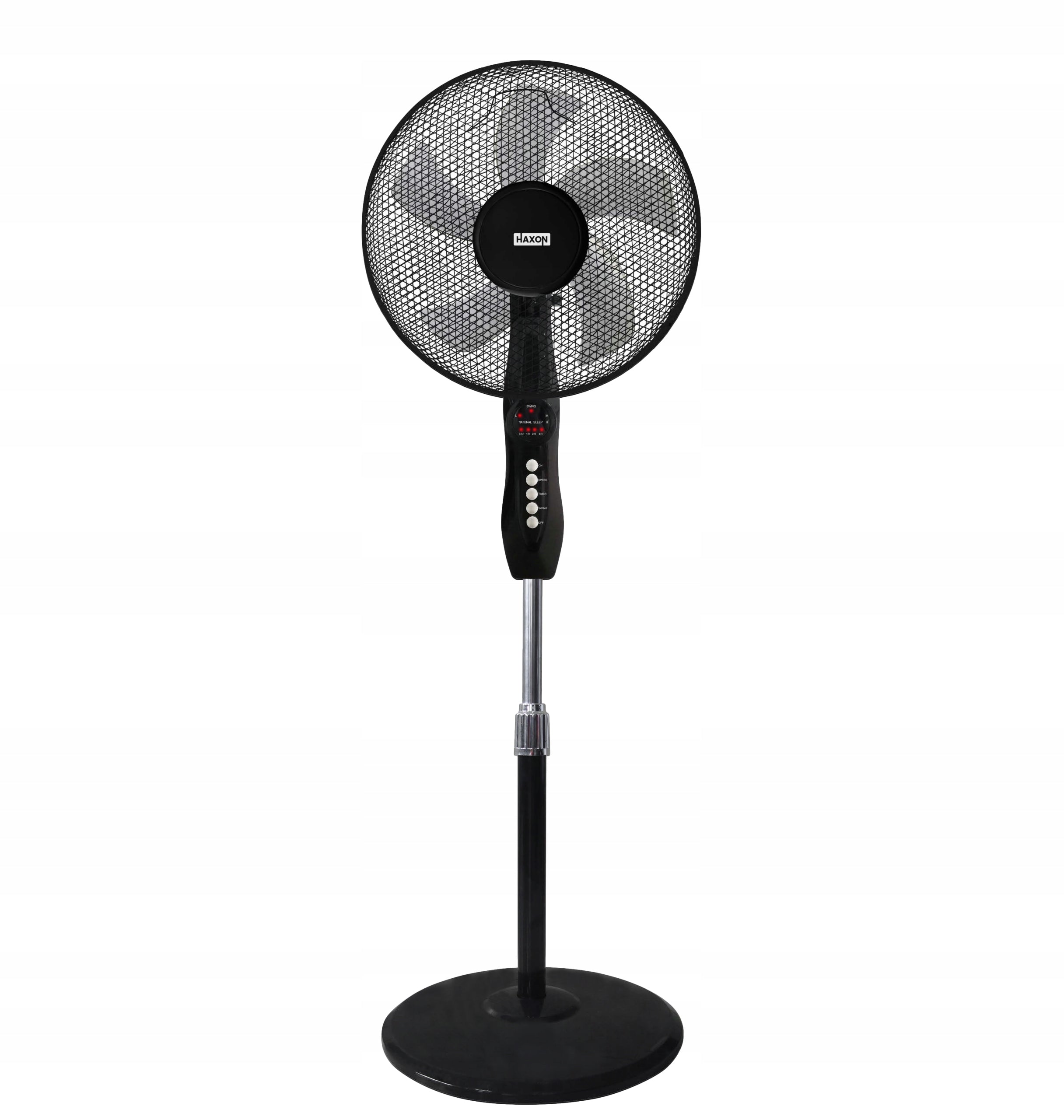 Floor fan HAXON DAX standing fan 5 blades timer + remote control Dominant color black