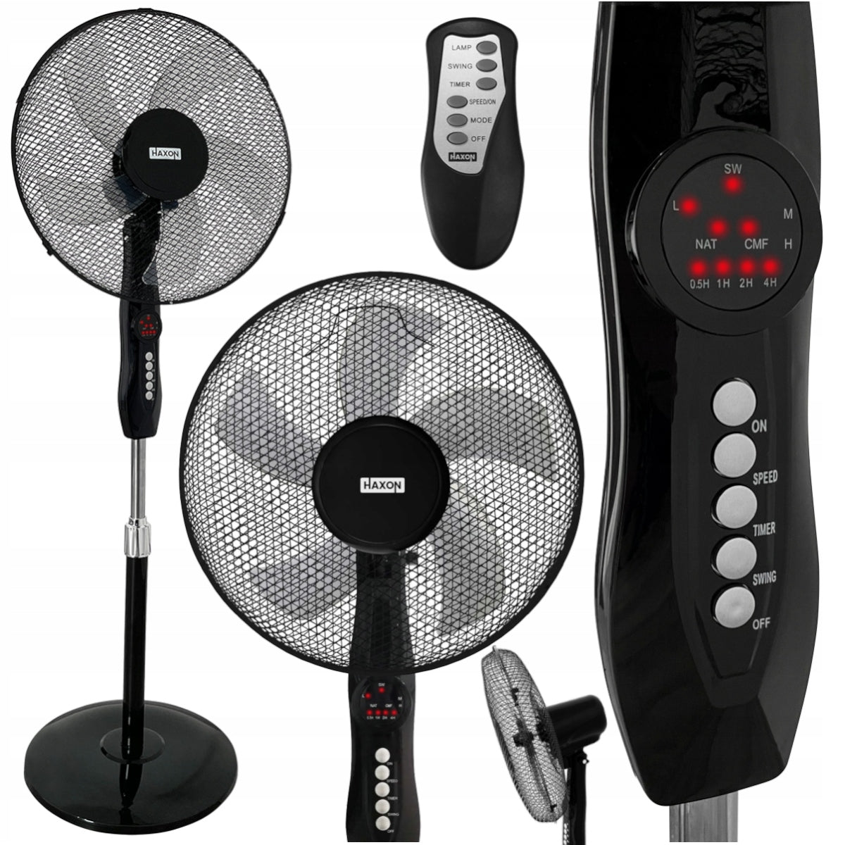 Floor fan HAXON DAX standing fan 5 blades timer + remote control