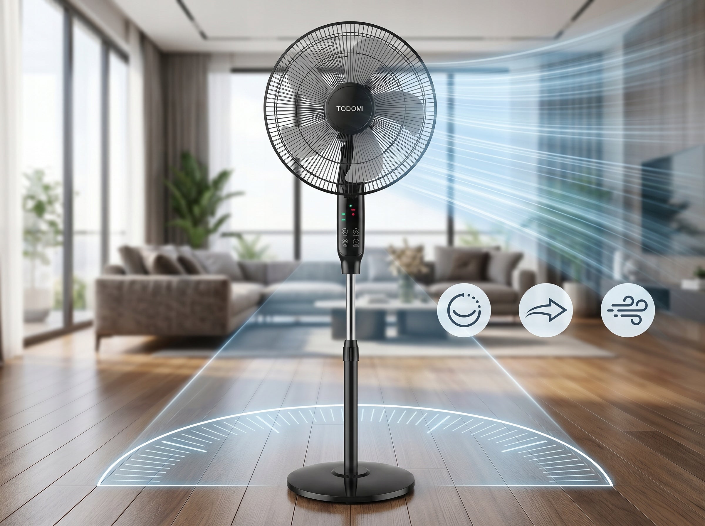 Floor fan standing fan 45cm quiet 5 LED blades + remote control TIMER Model FS40-3