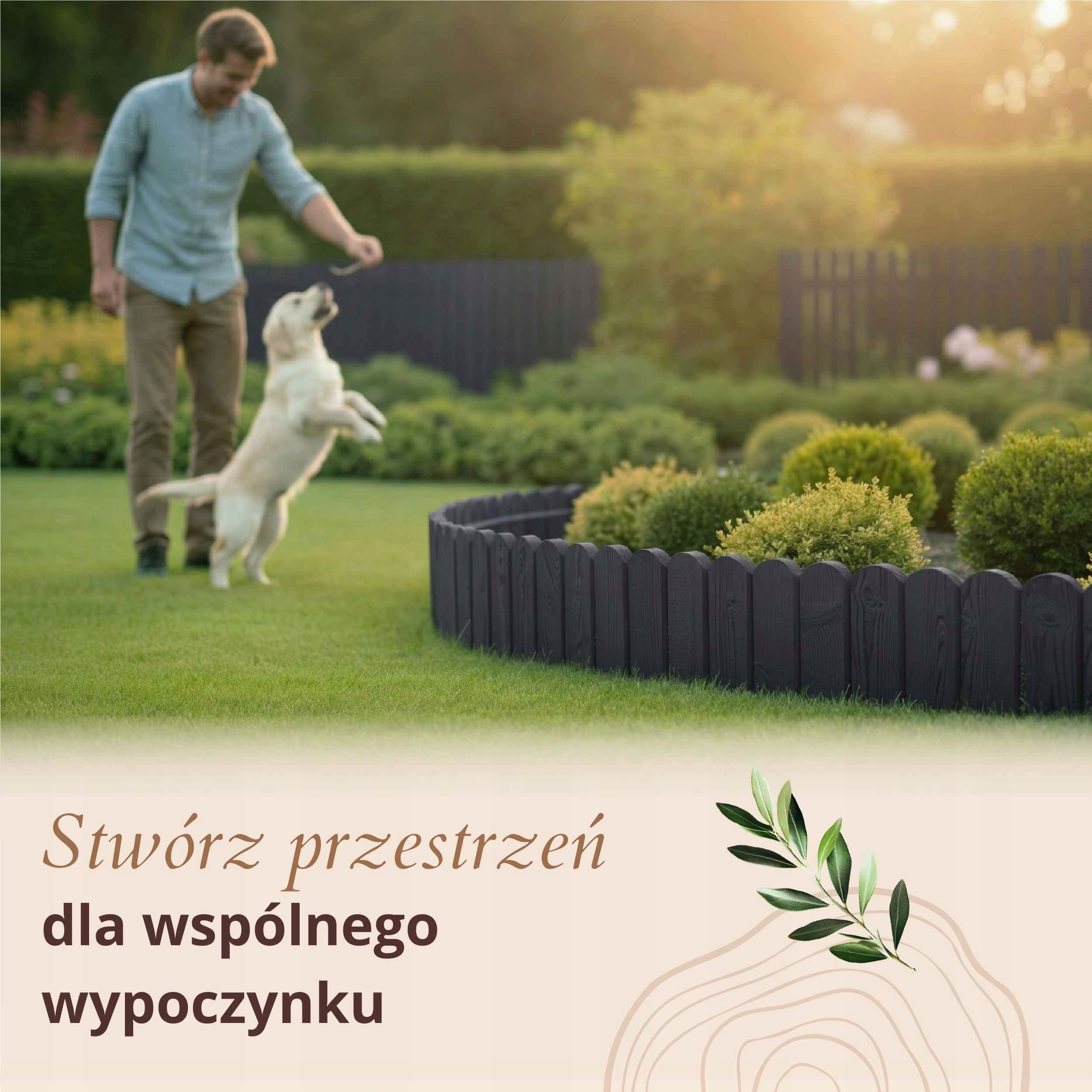 Floranica Garden edging 200x10 cm anthracite wooden fence Length 200 cm