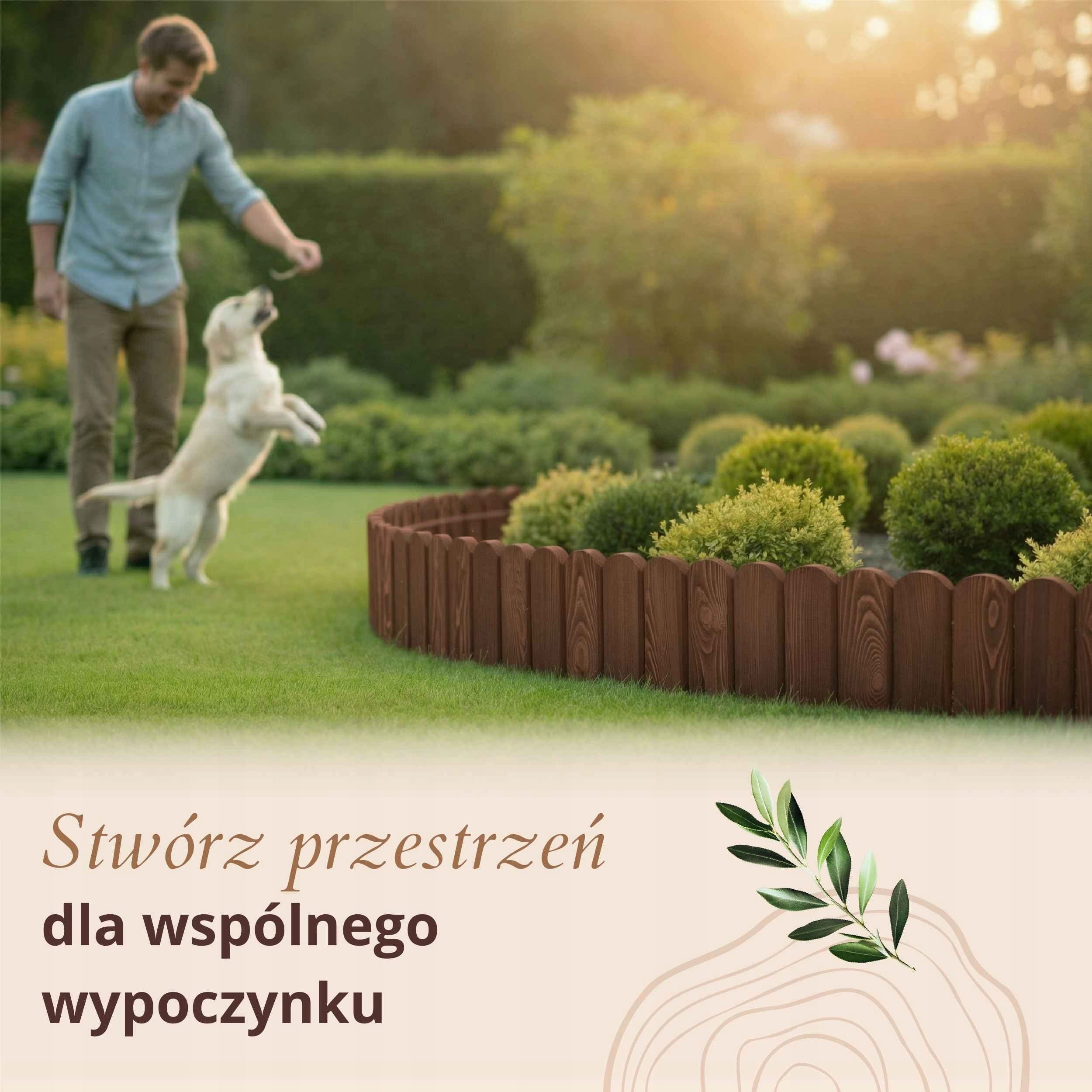 Floranica Garden edging 200x10 cm brown wooden fence Length 200 cm