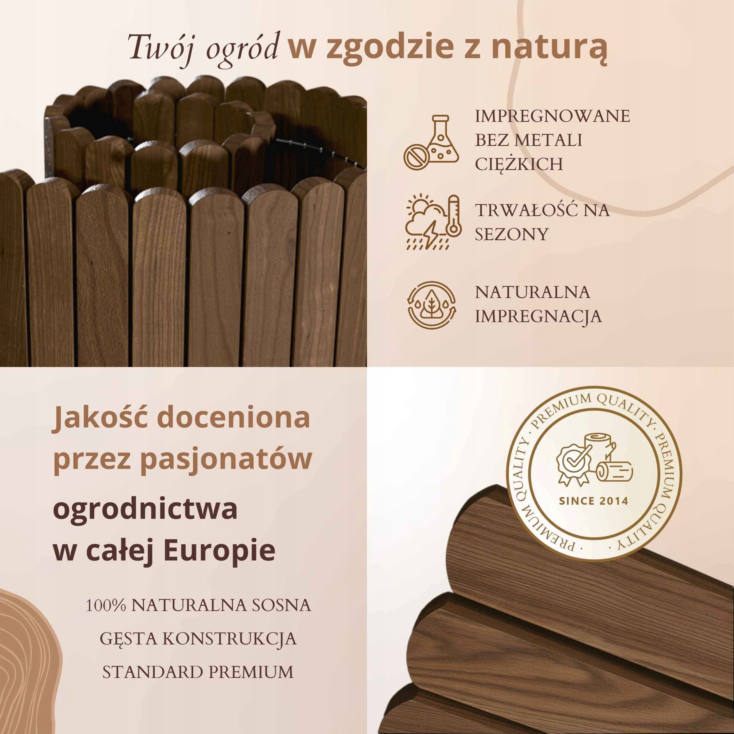 Floranica Garden edging 200x30 cm brown wooden fence Packaging status original