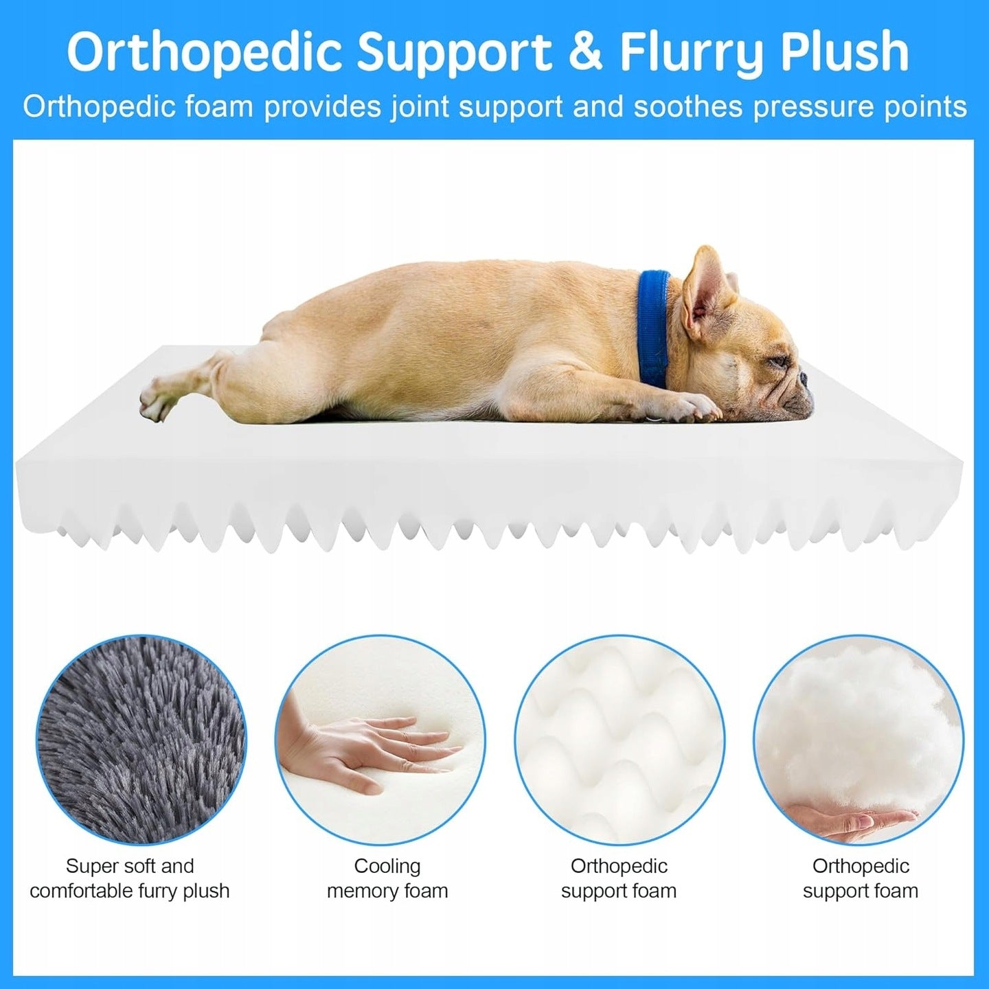 Fluffy Orthopedic Bed for Dog Memory Foam Shaggy 75 cm x 50 cm Brand Bedsure
