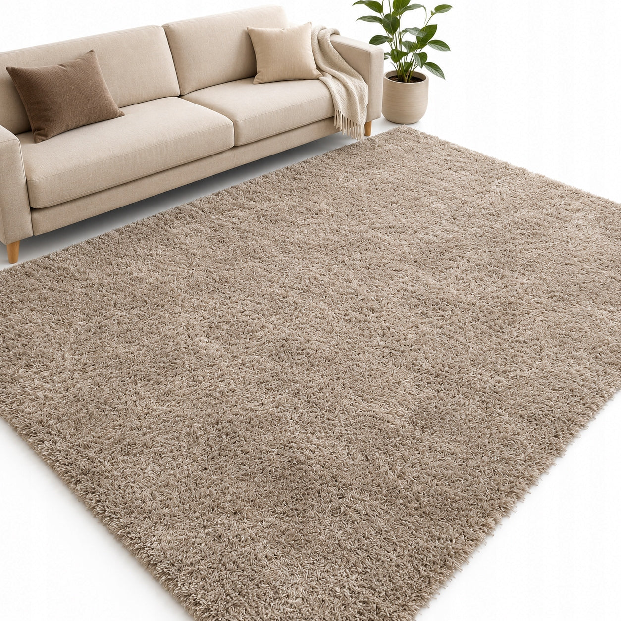 Fluffy Woven Shaggy Rug Royal Elit ~200x300 Mix colors- Beige Brown Grey