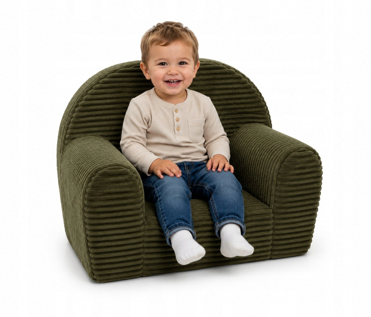 Foam armchair for children sofa pouf soft children's armchair olive FIMEX Packaging status original