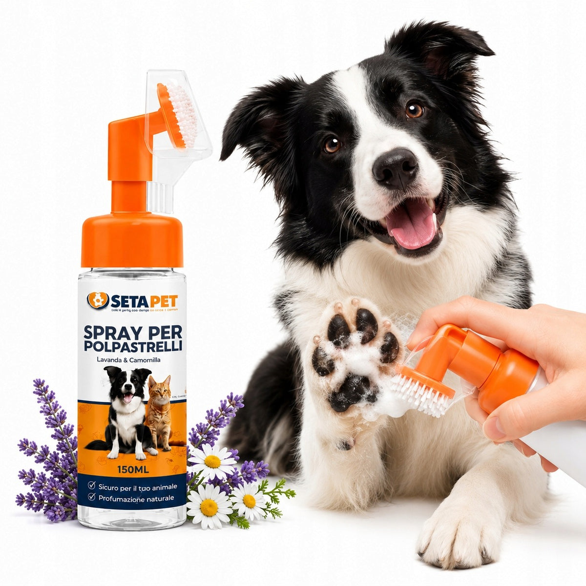 Foam for paws cat dog spray paw cleaning 2in1 150ml Toothbrush