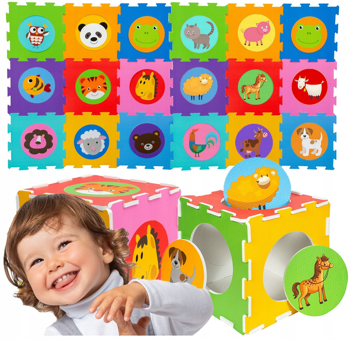 Foam mat floor foam puzzle educational animals 36 el 180x90cm