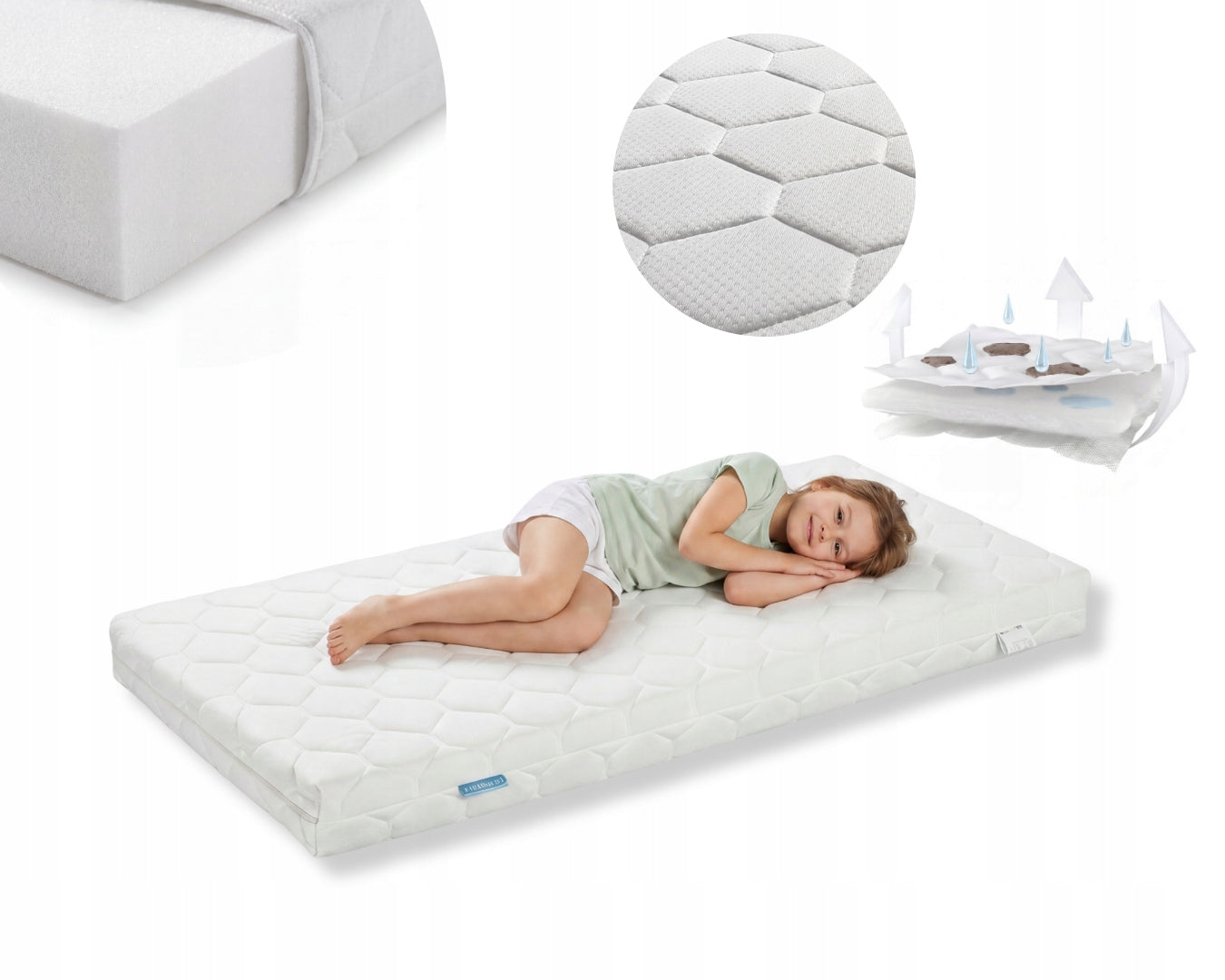 Foam mattress for a cot 160x80 Medium Hard H3 PUR foam FIKI MIKI