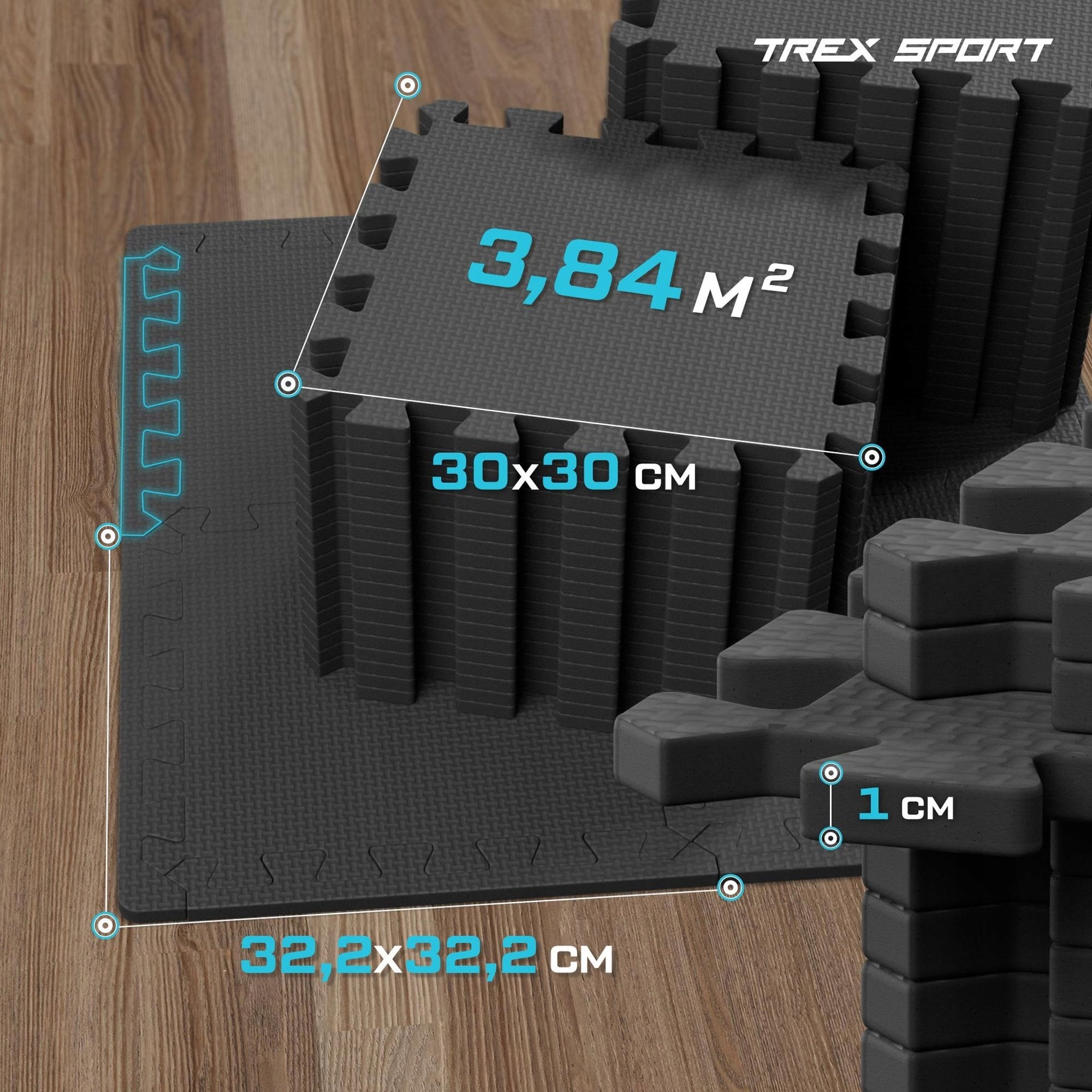 Foam puzzle mat thick for exercise under equipment XXL 48 pcs.Trex Sport Packaging status original