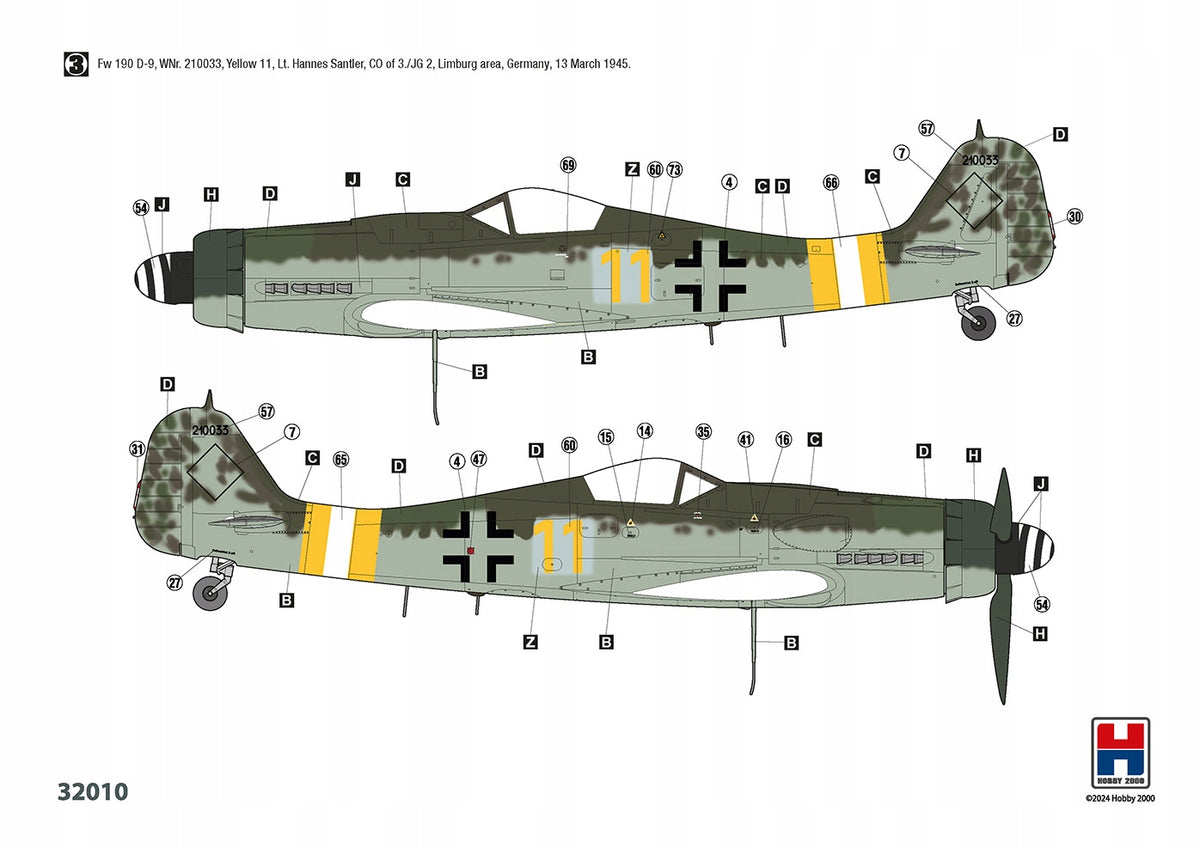 Focke Wulf Fw190 D-9 Early Production Model 32010 Hobby 2000 Scale Scale 1:32