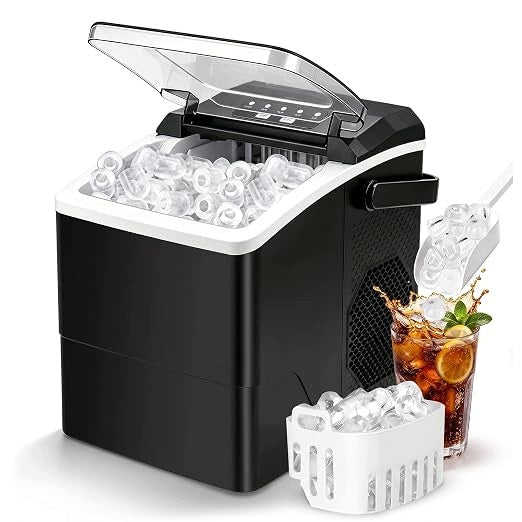 Fohere Small Ice Maker - Quiet, 2 Ice Cube Sizes