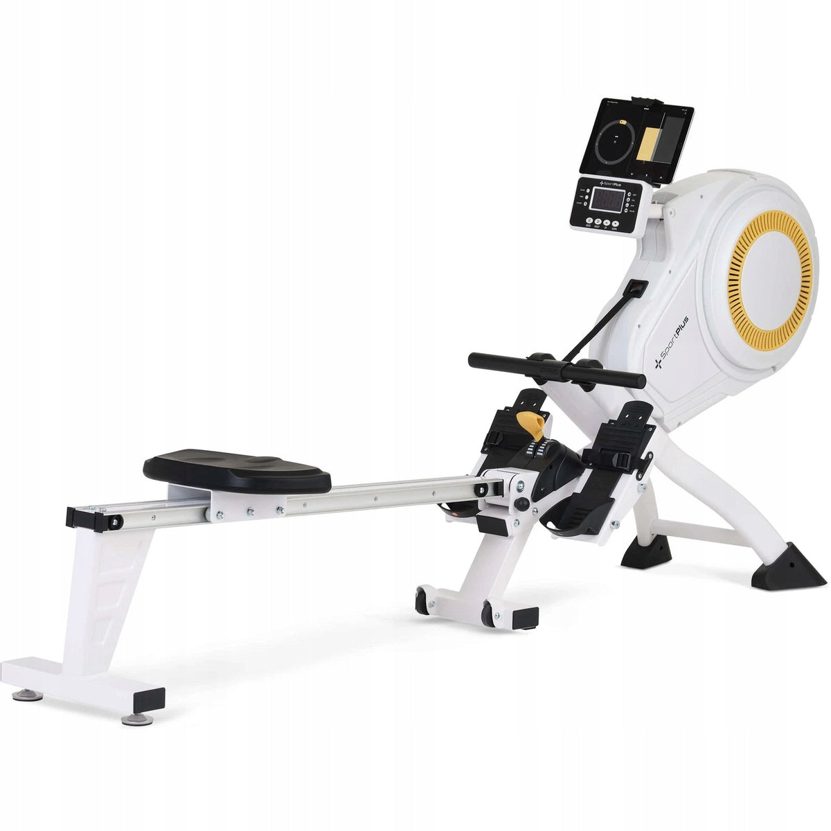 Foldable Air Rower SportPlus with 8 Resistance Levels, 150 kg Capacity, 200 cm Length