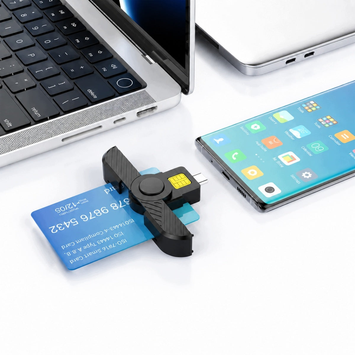 Foldable USB-C card reader for SIM, ID and CAC, without drivers Brand no brand