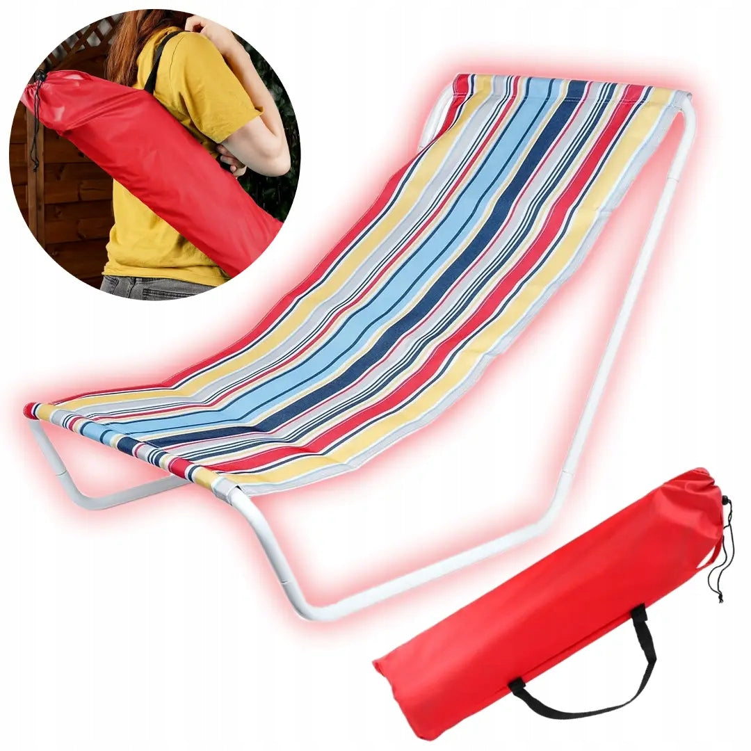 Folding Beach Lounger Garden Camping Hiking Multicolored