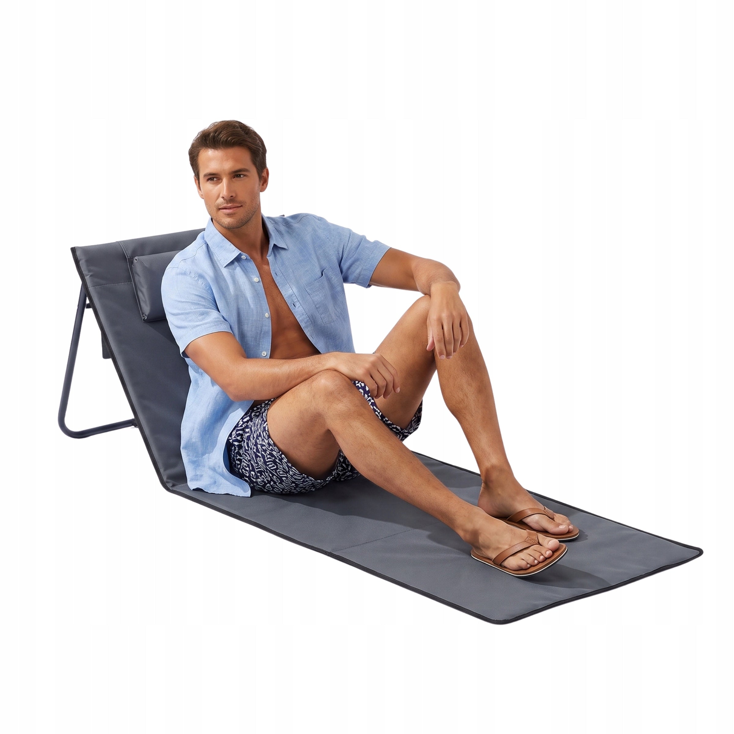 Folding Beach Lounger Linder Exclusiv Grey Garden Tourist Terrace
