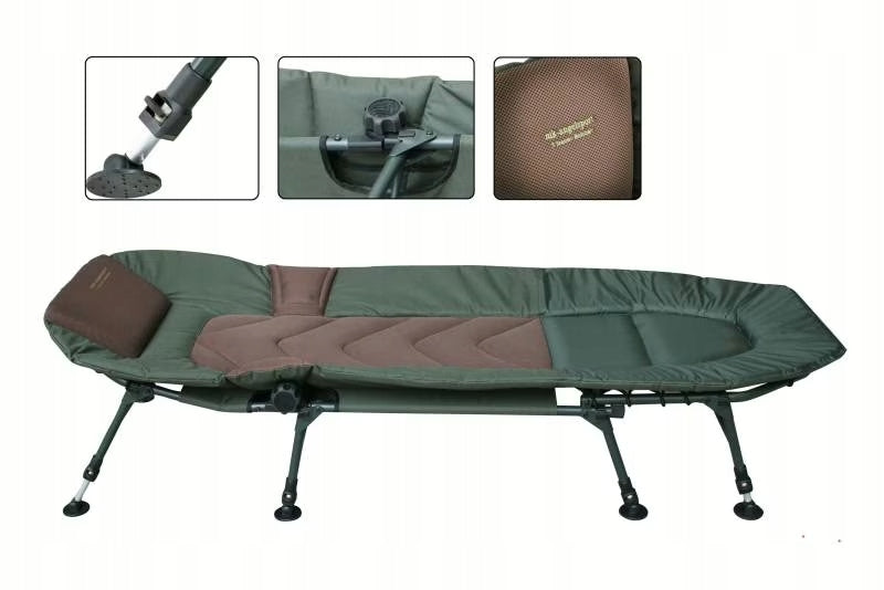 Folding Bed Adjustable Fishing Camping Carp 8-Leg 207x77 140kg Packaging status original